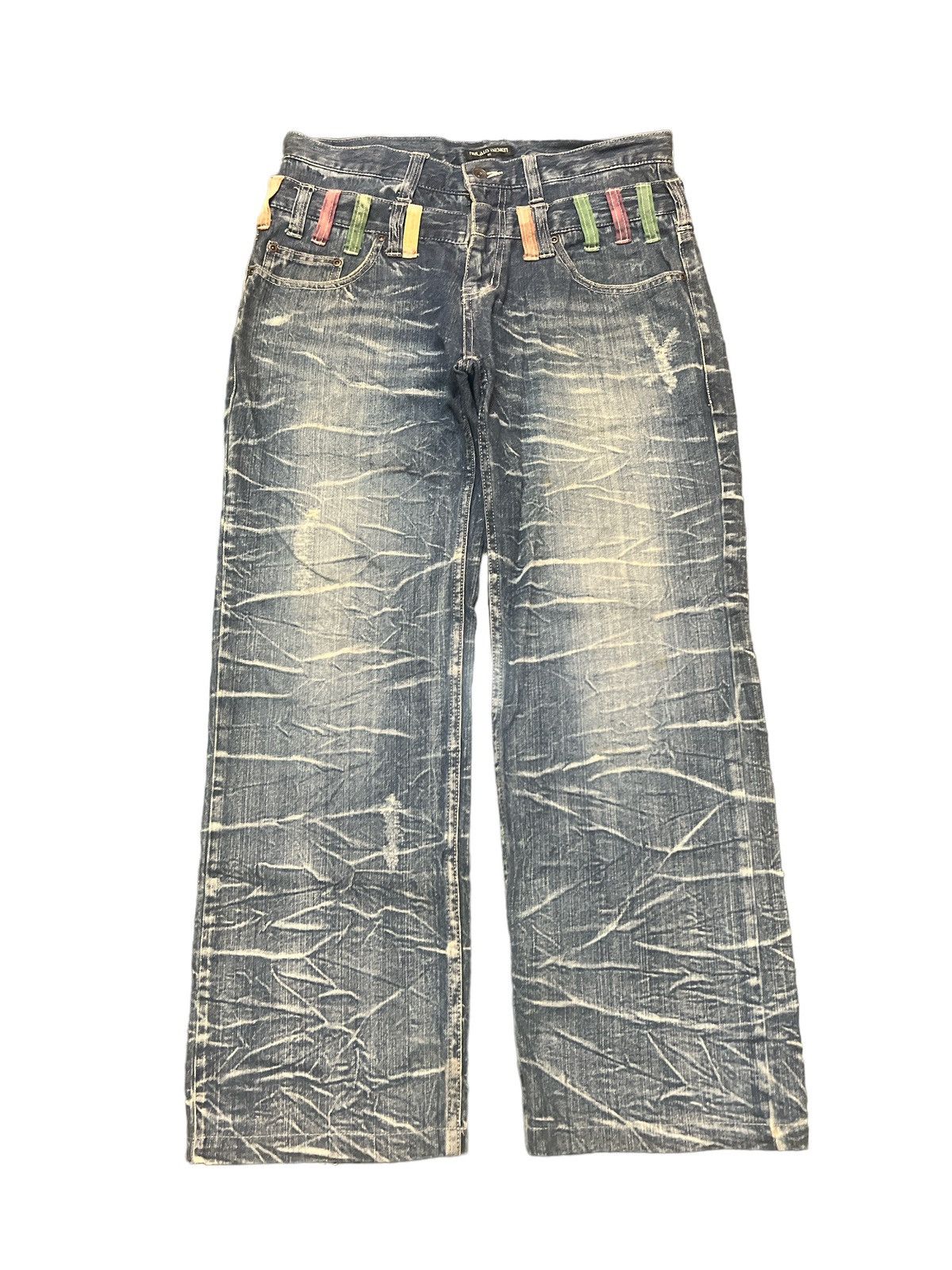 image of Vintage Double Waistnylaus Distressed Denim Pant in Blue, Men's (Size 30)