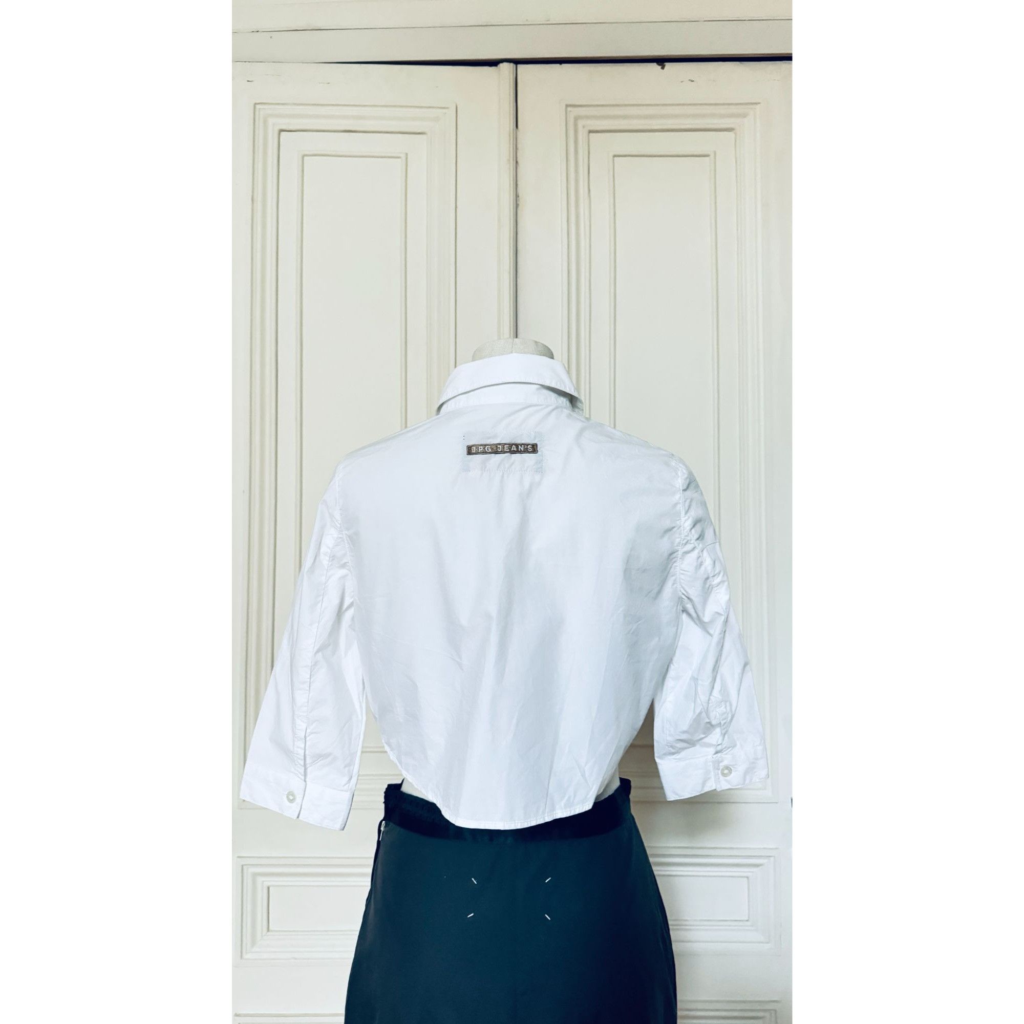 Jean Paul Gaultier JPG Jeans Vintage White Cotton Cropped Shirt Size M / US 6-8 / IT 42-44 - 3 Thumbnail