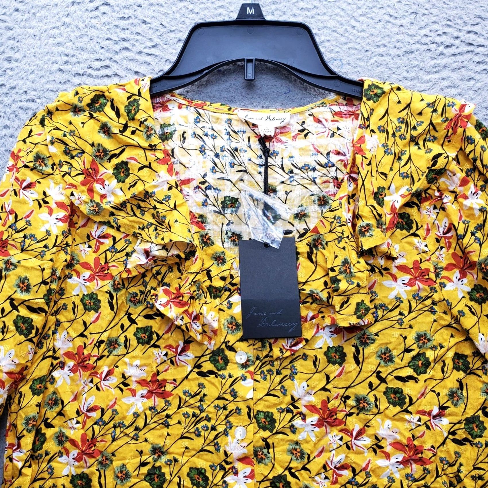 Vintage Jane & Delancey Blouse Womens Small Multi Floral Ruffle Neck Button Front Long Sleeve Top Size S / US 4 / IT 40 - 7 Thumbnail