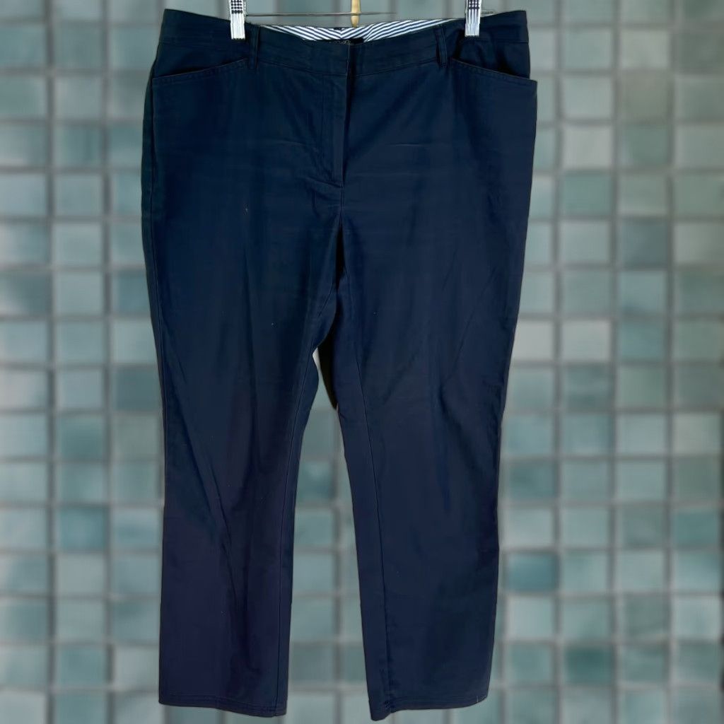 Brooks Brothers Brooks Brothers Pants Womens 14 Blue 38X29 Knit Chino Flat Front Relaxed Straight 90s City Preppy Size 36" / US 14 / IT 50 - 1 Thumbnail