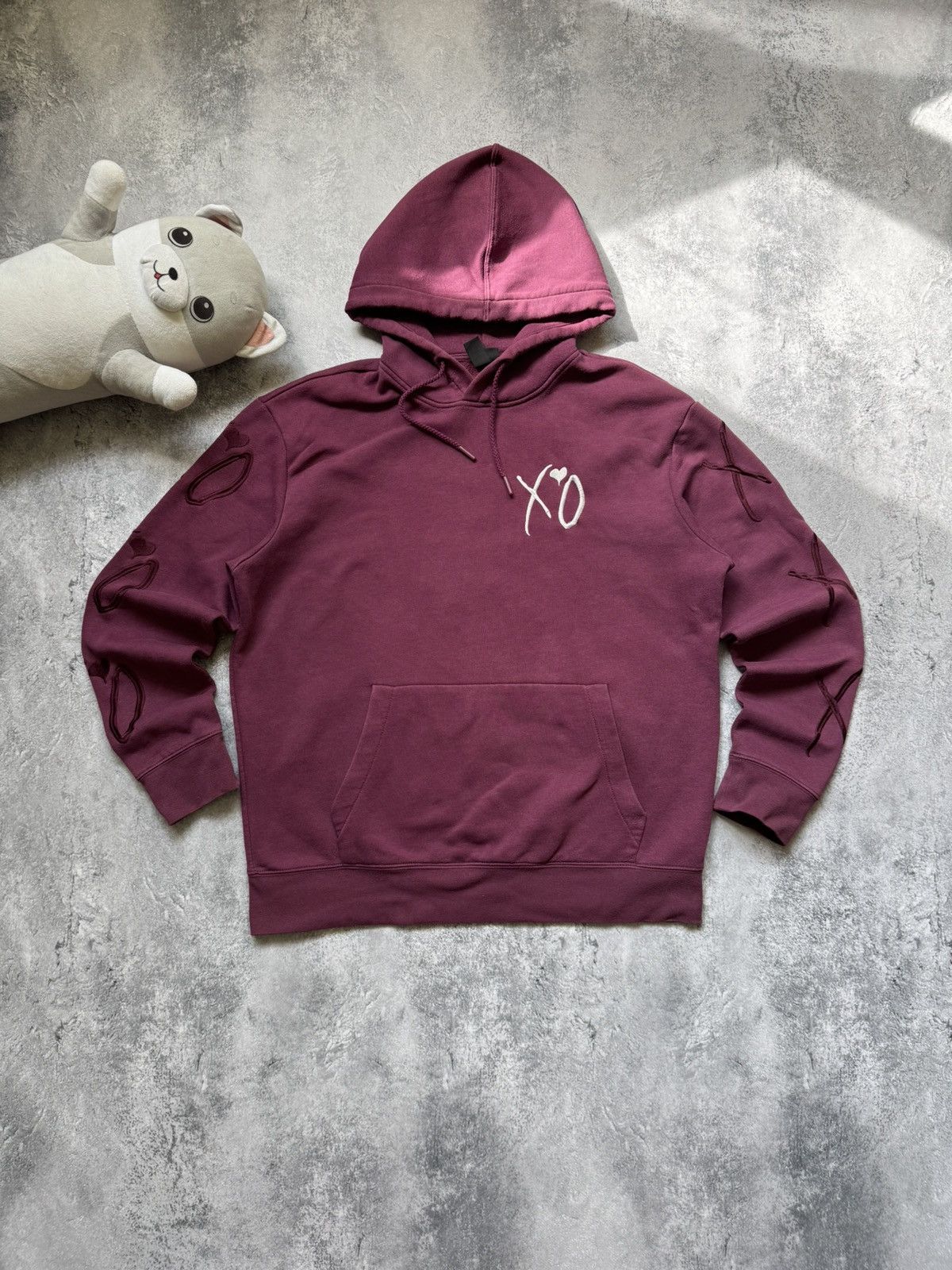 H&M Rare Y2K H&M The Weeknd XO Big Tiger Logo Hoodie Burgundy Size US L / EU 52-54 / 3 - 1 Thumbnail