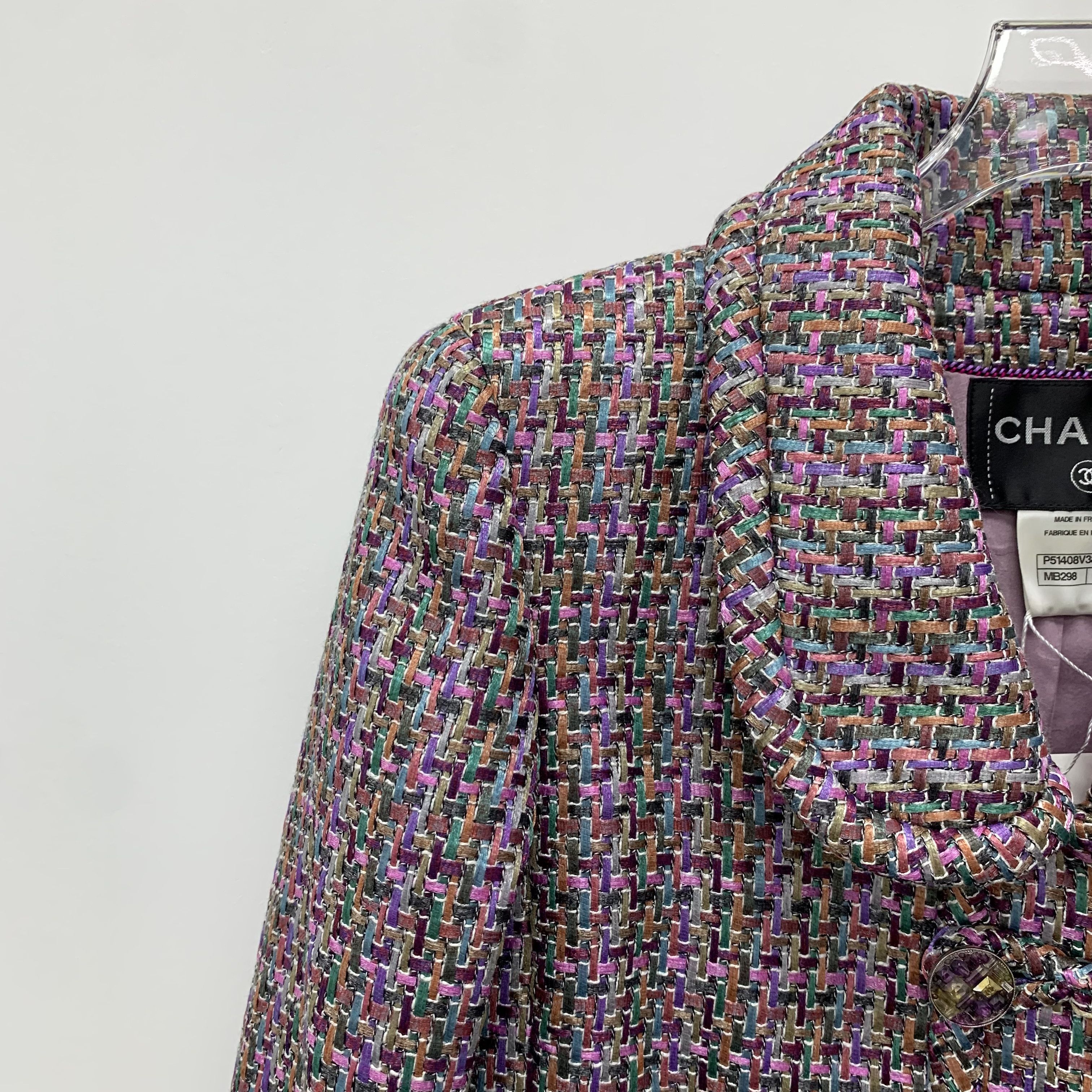 Chanel Chanel Multicolor Tweed Jacket With Crystal Button Details Size XXS / US 00 / IT 34 - 3 Thumbnail