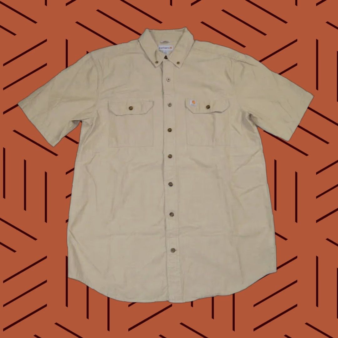 Carhartt VINTAGE Carhartt Relaxed Fit Work Chambray Casual Mens Shirt Tan Short Sleeve Large Tall Size US L / EU 52-54 / 3 - 1 Thumbnail