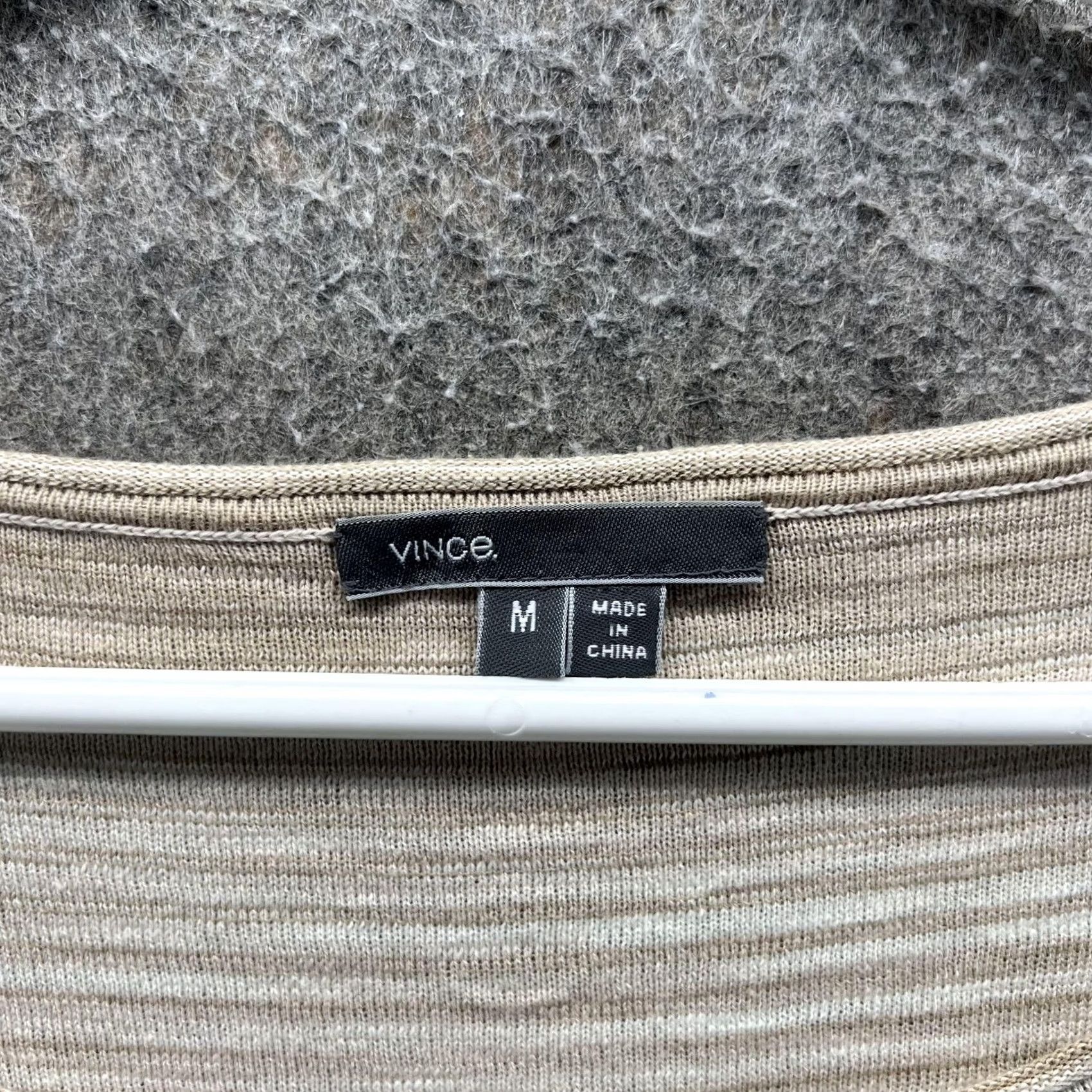 Vince VINCE Shirt Womens M Beige Striped Jersey Long Sleeve Relaxed Top Size M / US 6-8 / IT 42-44 - 3 Thumbnail