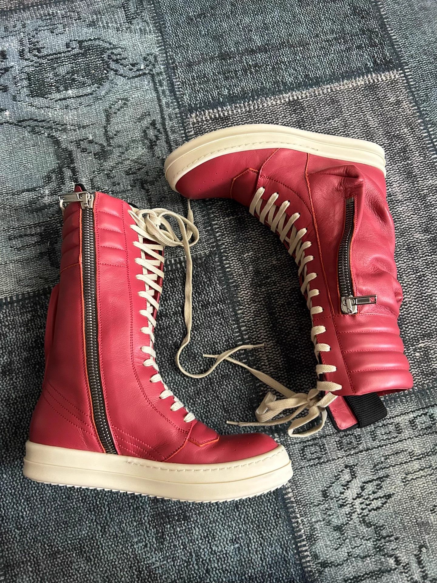 Rick Owens Rick Owens Red Fur Geobaskets | Grailed