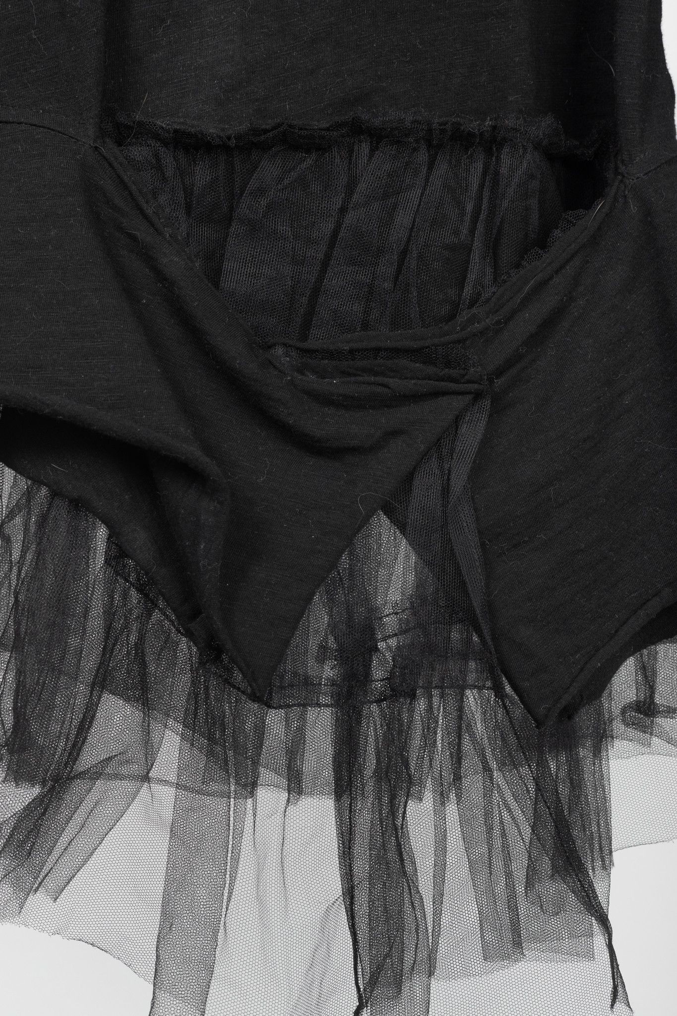 Rundholz Rundholz Black Label Black Cotton-Jersey Tulle-Hem T-Shirt Size S / US 4 / IT 40 - 7 Thumbnail
