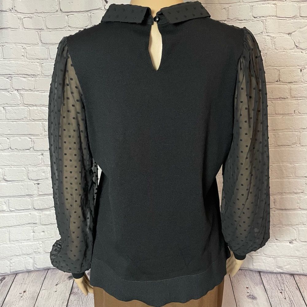 Adrianna Papell NWT New $89 Adrianna Papell Peter Pan Mesh Long Sleeve Blou Size S / US 4 / IT 40 - 5 Thumbnail