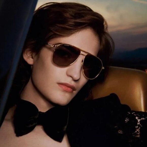 Gucci Gucci GG1220S 001 Sunglasses Gold/Black Aviator Frame Size ONE SIZE - 3 Thumbnail