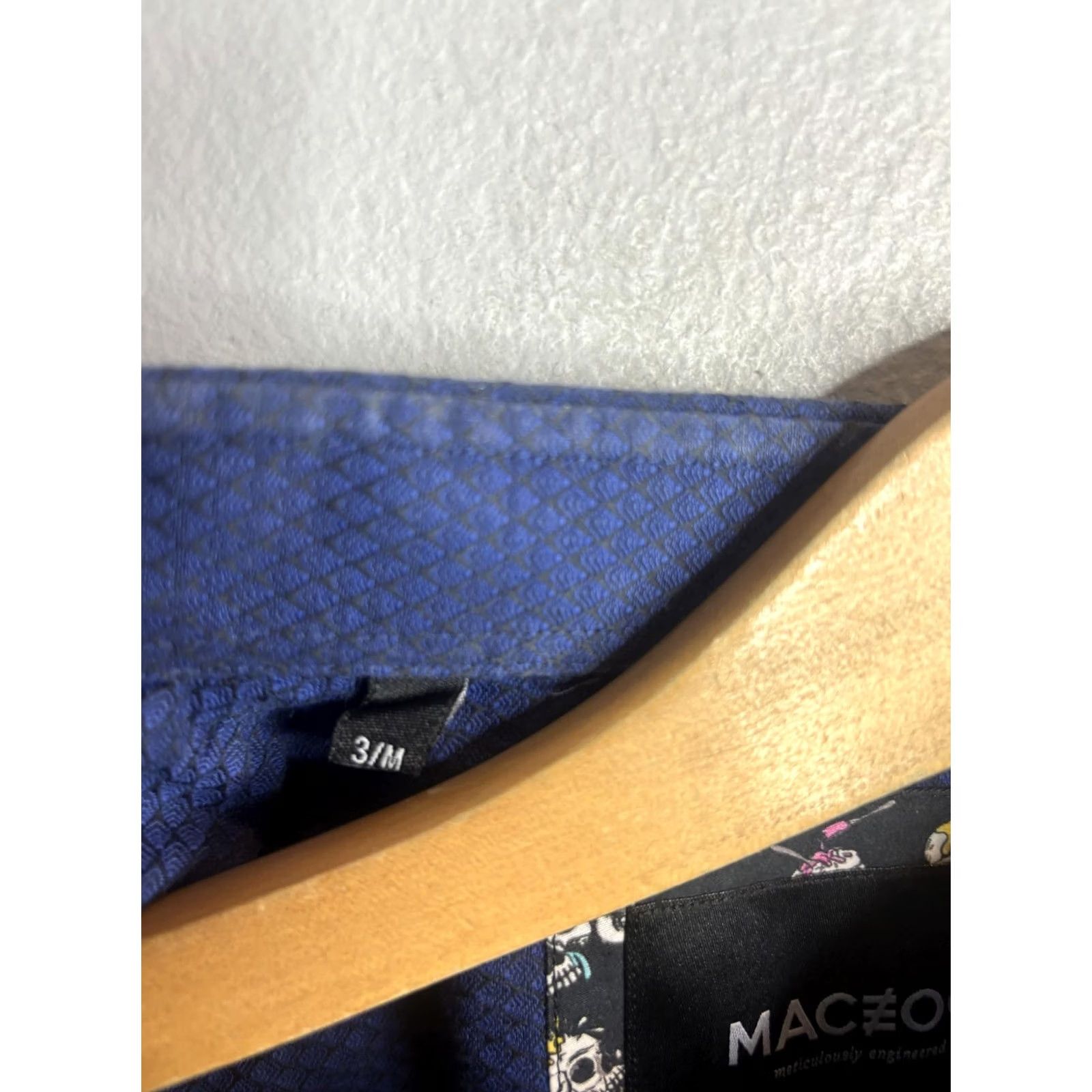 Maceoo Maceoo Shirt Mens M Blue Italian Jacquard Geometric Long Sleeve Button Front Size US M / EU 48-50 / 2 - 4 Thumbnail