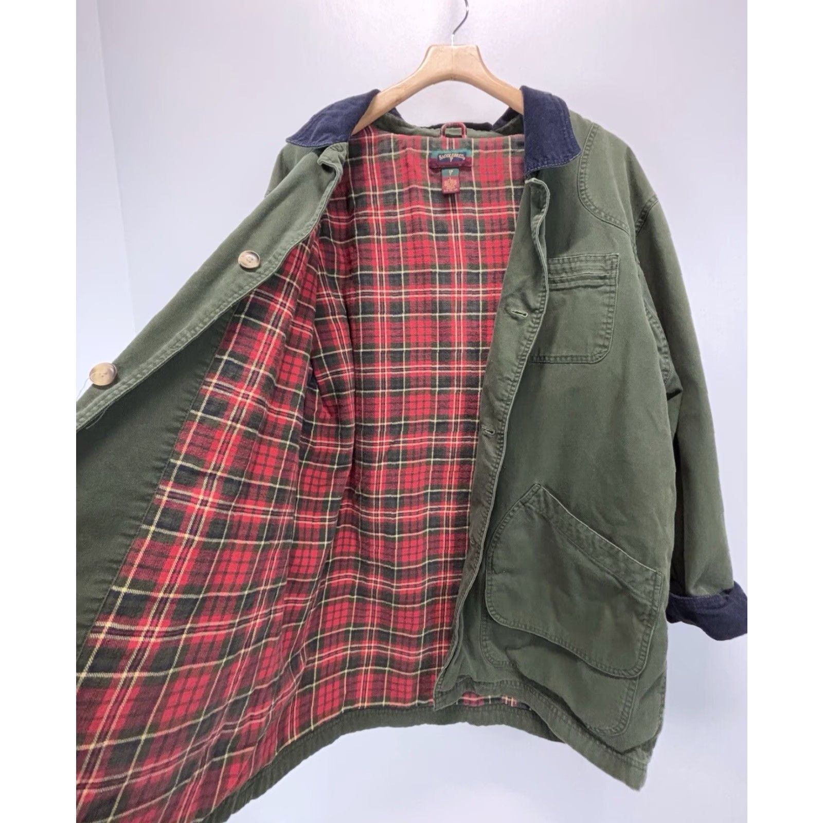 Vintage Vintage Saddlebred Canvas Barn Coat Jacket Men Large Green 90s Workwear Flannel Lined Size US L / EU 52-54 / 3 - 3 Thumbnail