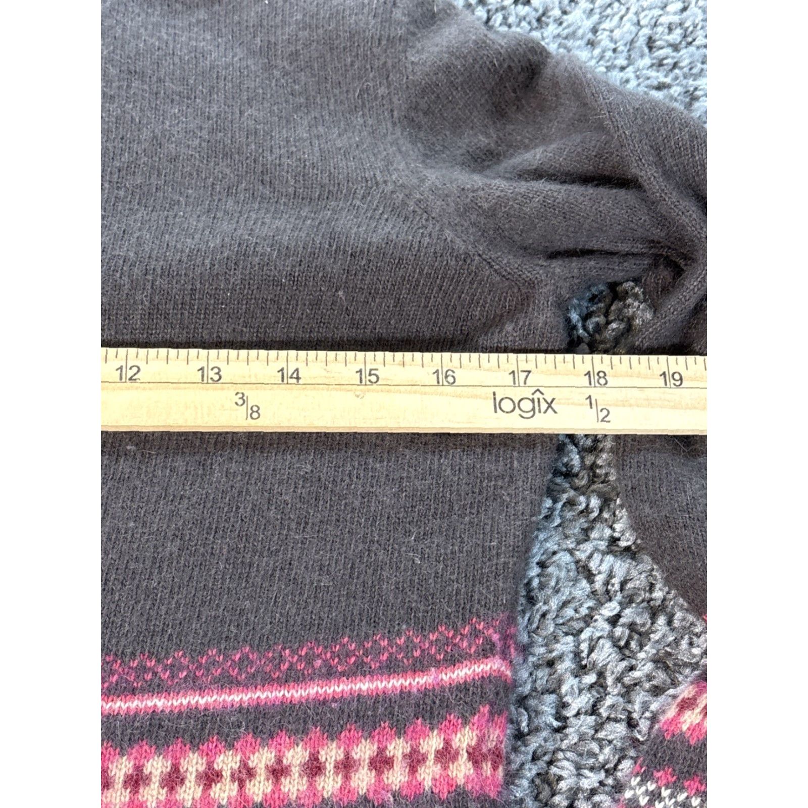 Ann Taylor VINTAGE Ann Taylor Sweater Turtleneck Long Sleeve Angora Fair Isle 90s Womens Petite Medium Brown Pullover Size M / US 6-8 / IT 42-44 - 3 Thumbnail