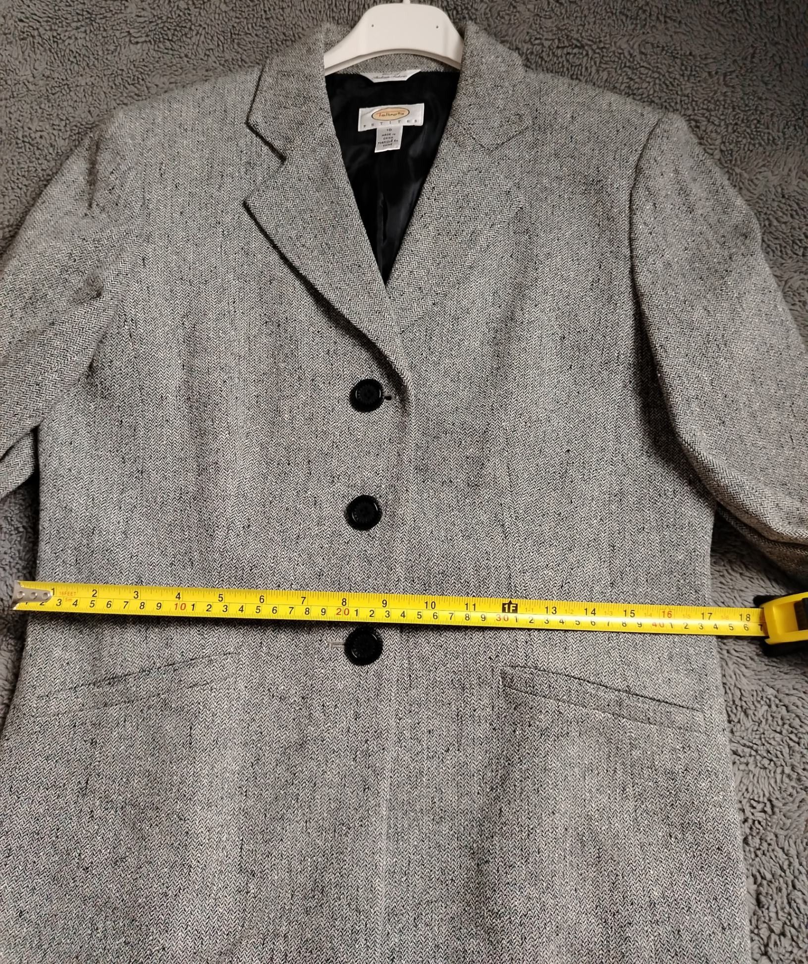 Talbots Pre-Loved Blazer Women's Petite 10 Grey Herringbone Single Size L / US 10 / IT 46 - 8 Thumbnail