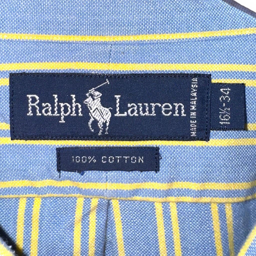 Polo Ralph Lauren 80s Blue & Yellow Polo Ralph Lauren Iconic Oxford Button Dow Size US L / EU 52-54 / 3 - 2 Thumbnail