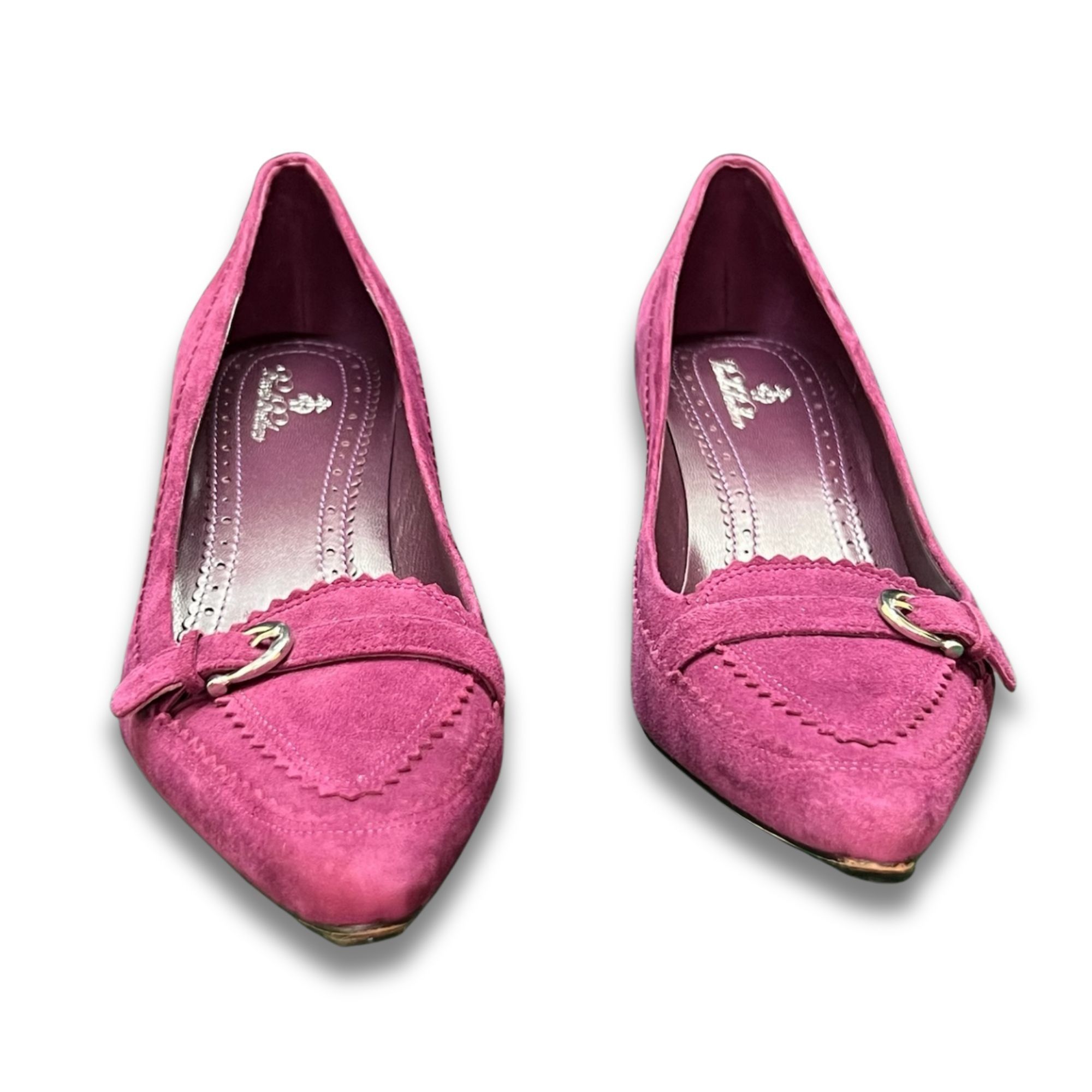 Brooks Brothers Brooks Brothers Pink Suede Pointed-Toe Pumps With Strap & Bu Size US 6 / IT 36 - 2 Thumbnail