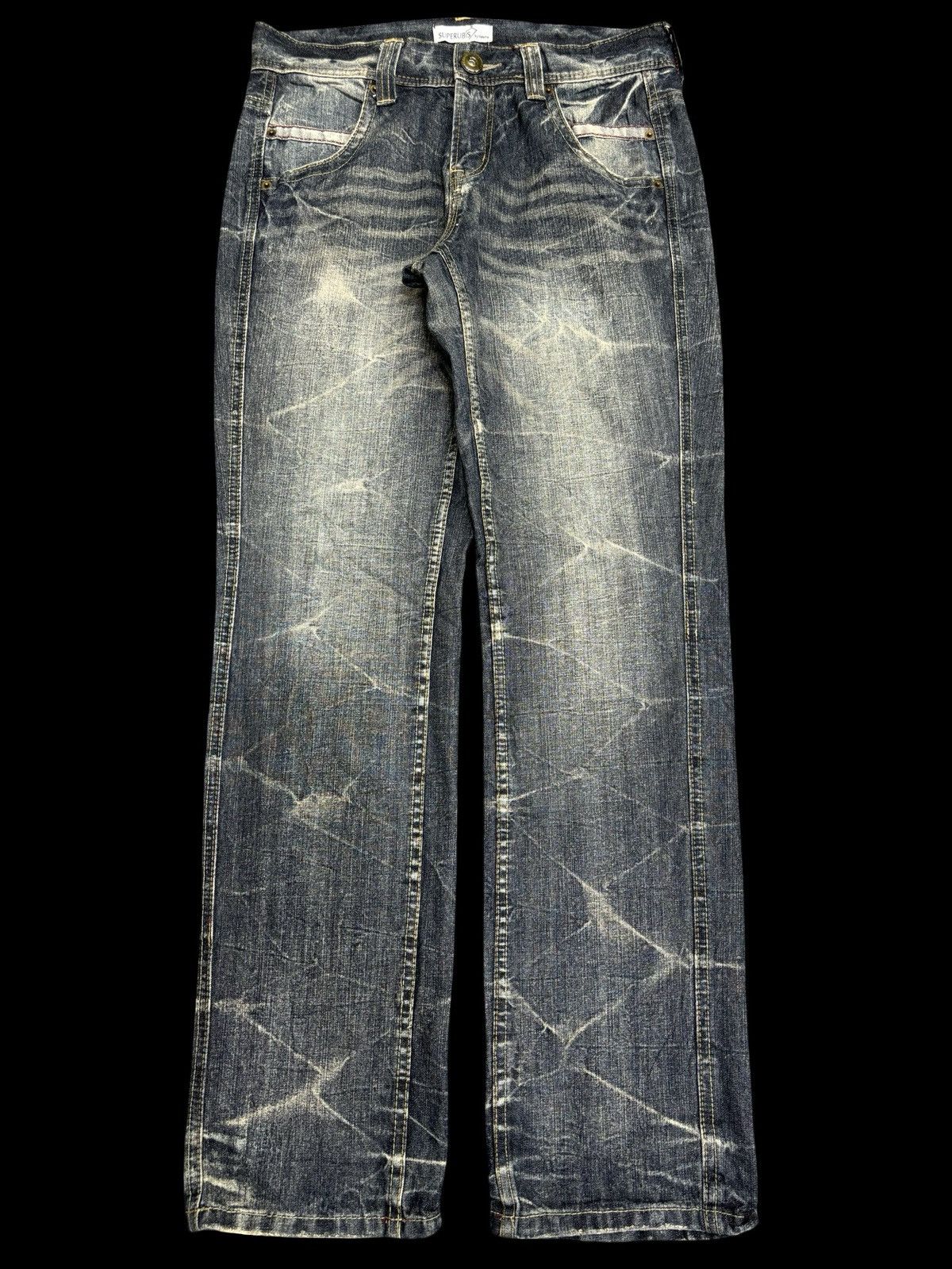 Japanese Brand × Seditionaries 💥Insane 90s Style💥Superubis Valetta Cracked Fades Denim F499 Size US 32 / EU 48 - 1 Thumbnail