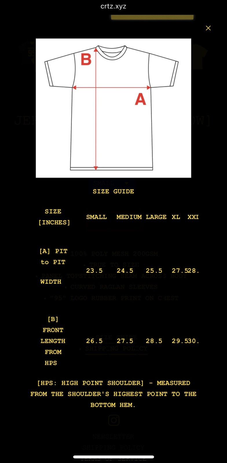 Corteiz Corteiz 95 REVERSIBLE MESH JERSEY BLACK / YELLOW Rare