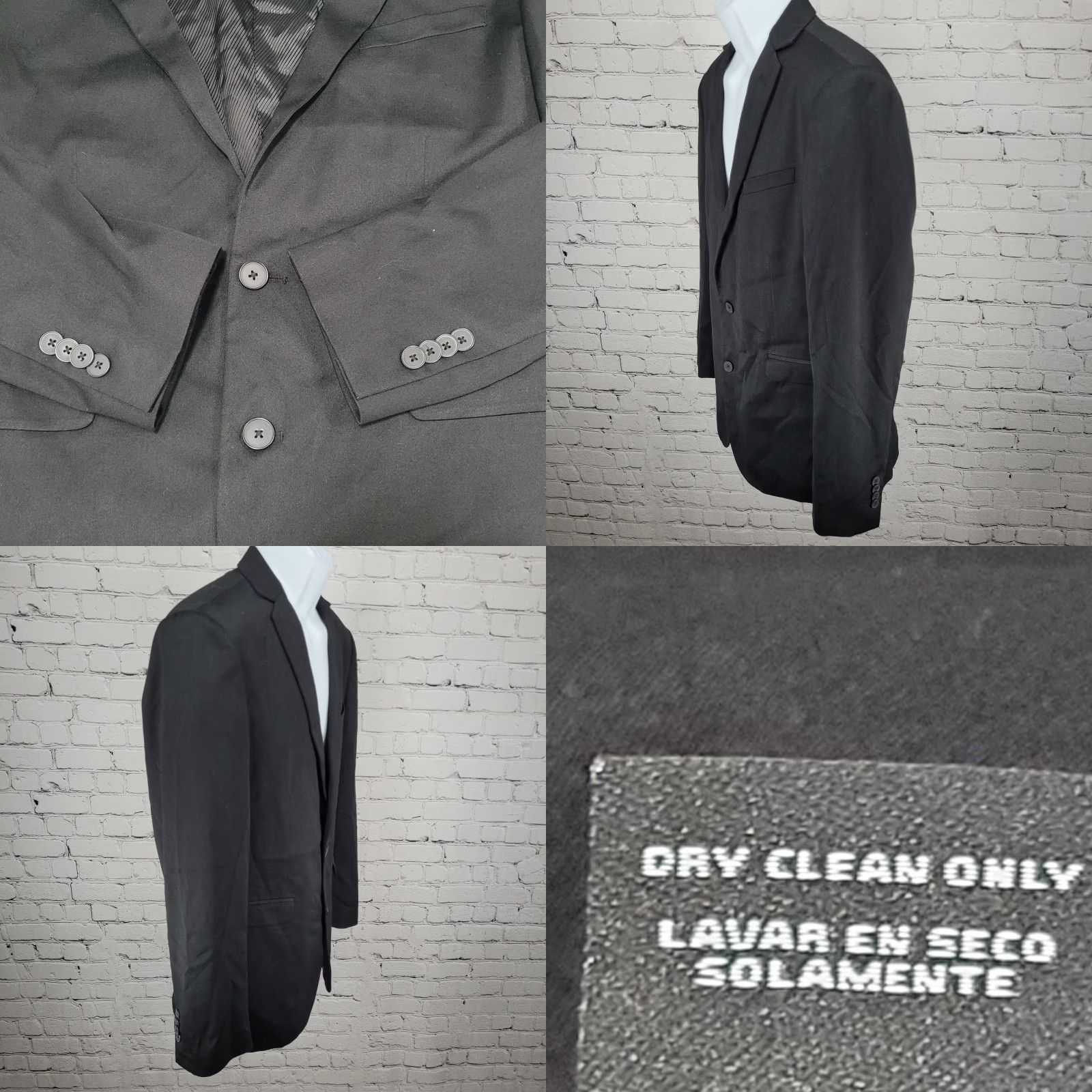 Vintage Public Notices Black Blazer Medium M 2 Button Notch Ventless Sport Coat Size 40R - 9 Thumbnail
