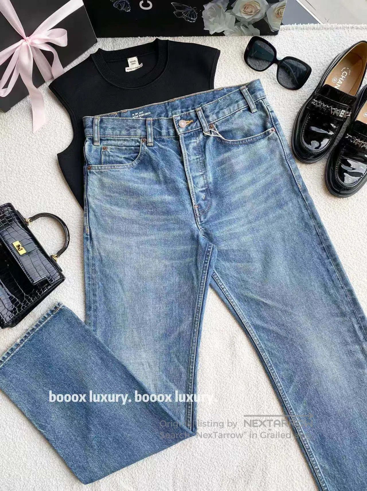 Celine Celine Leather brand washed jeans| Size 26" / US 2 / IT 38 - 1 Thumbnail