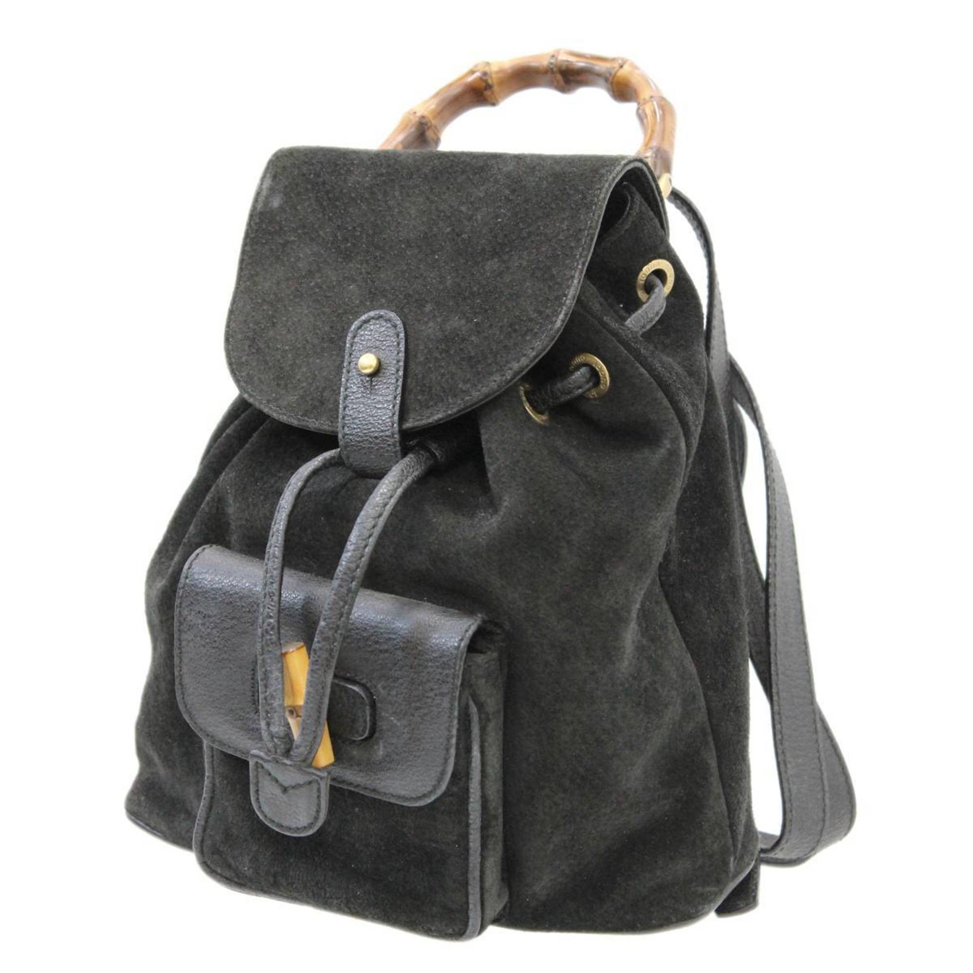 image of Gucci Mini Rucksack Bamboo Black 003/1956/0030 Suede Leather, Women's