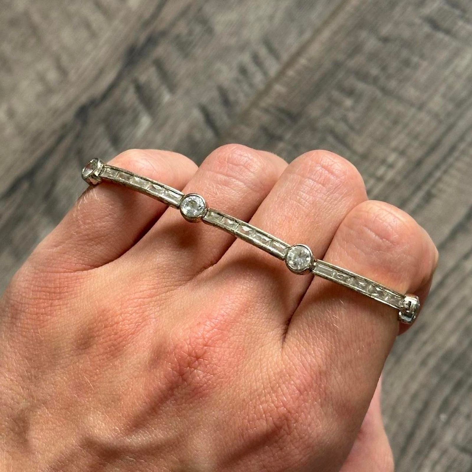Other Weird Vintage Gem Silver Gold Bronze Link Chain 925 Bracelet Size ONE SIZE - 1 Thumbnail