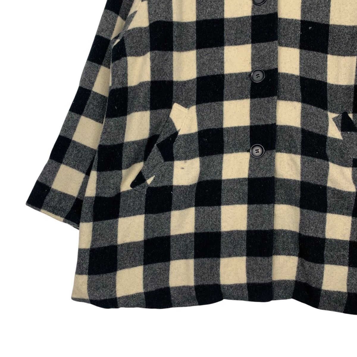 Japanese Brand SPLASH ROAD Checked Wool Coat Jacket #2265-C100 Size XL / US 12-14 / IT 48-50 - 3 Thumbnail