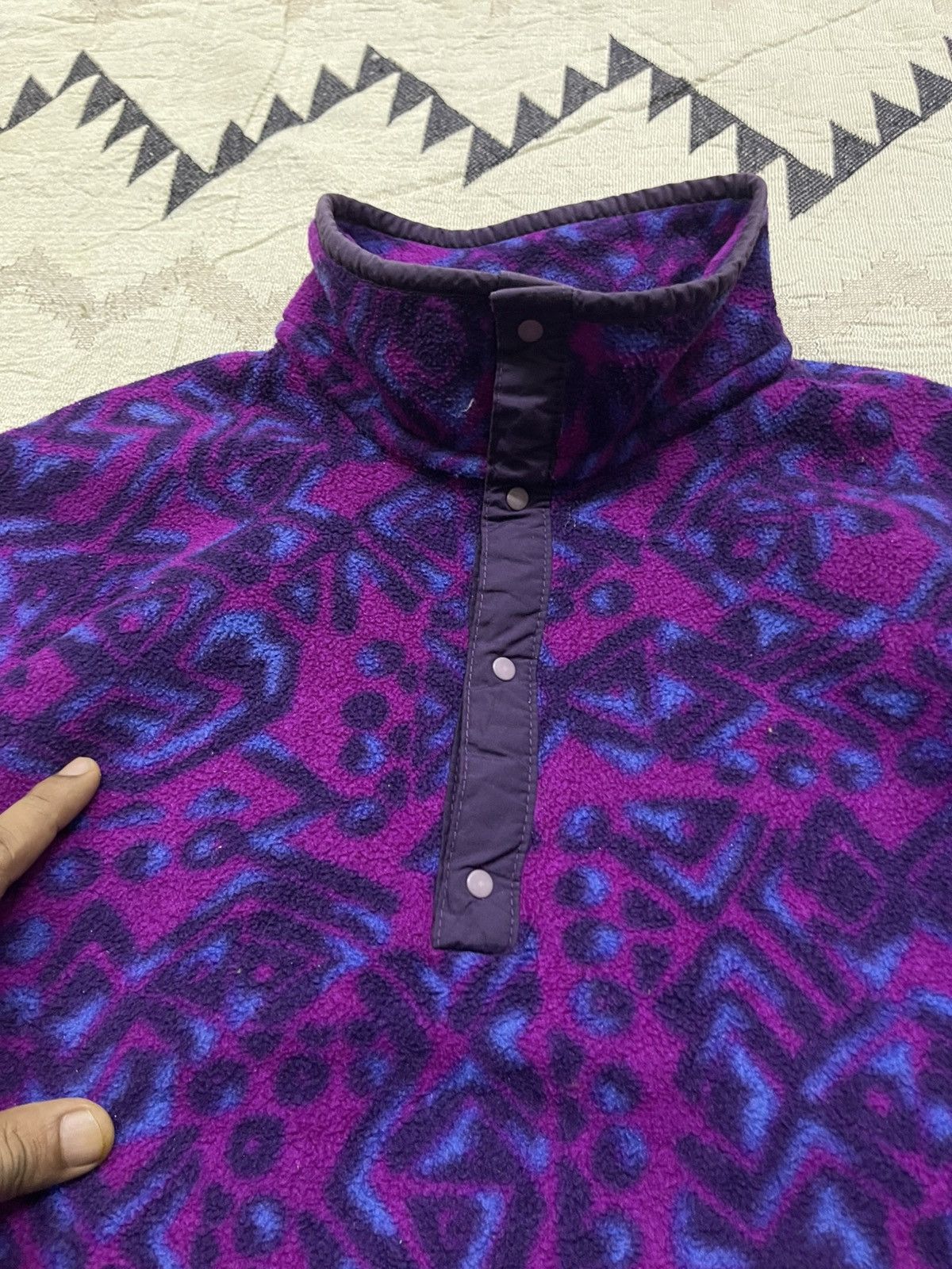 L.L. Bean 70s-80s L.L BEAN AZTEC PATTERN HALF BUTTON FLEECE Size US M / EU 48-50 / 2 - 10 Thumbnail