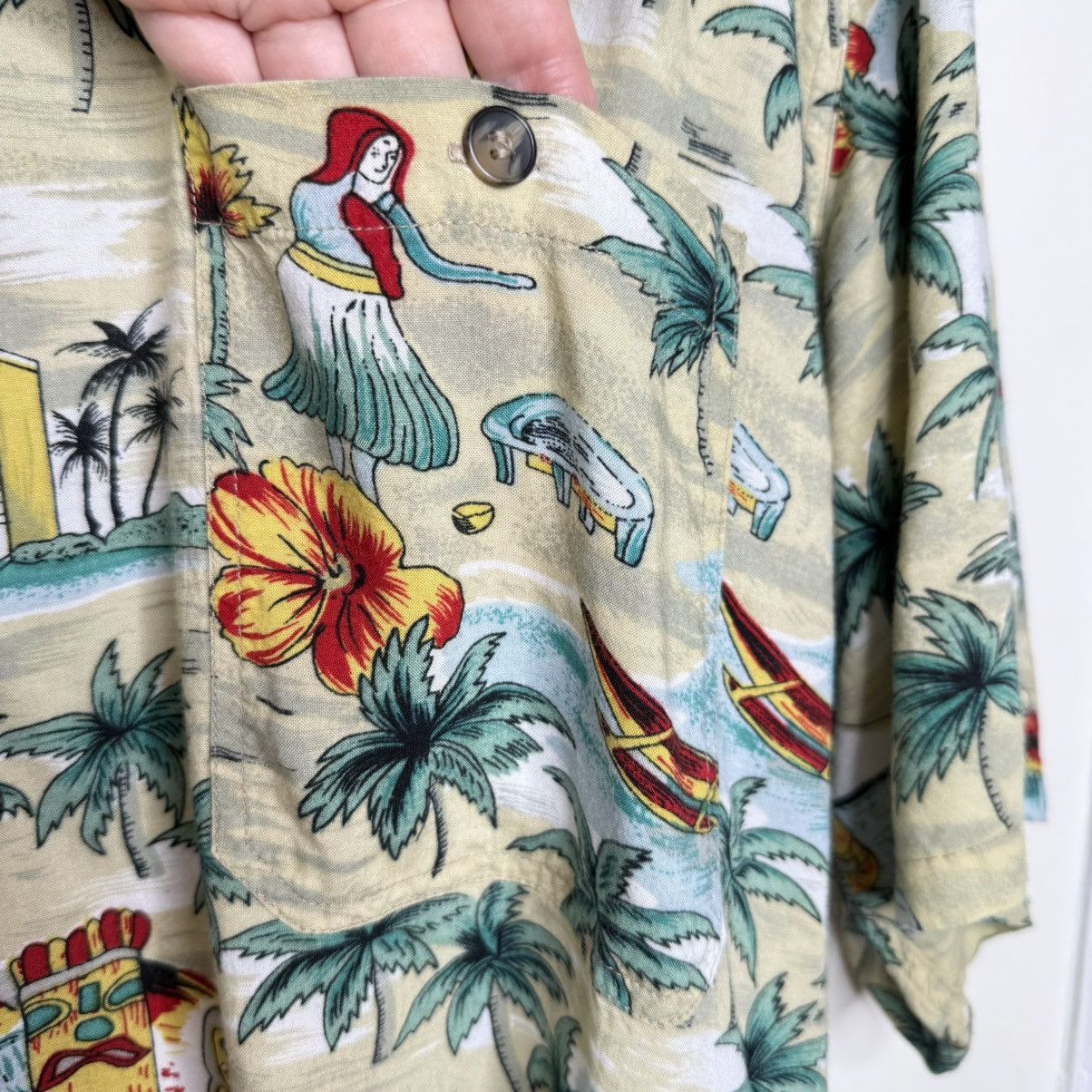 Other Vintage 90s Hawaiian Button Up Shirt Men’s XL Hula Tiki Size US XL / EU 56 / 4 - 2 Thumbnail