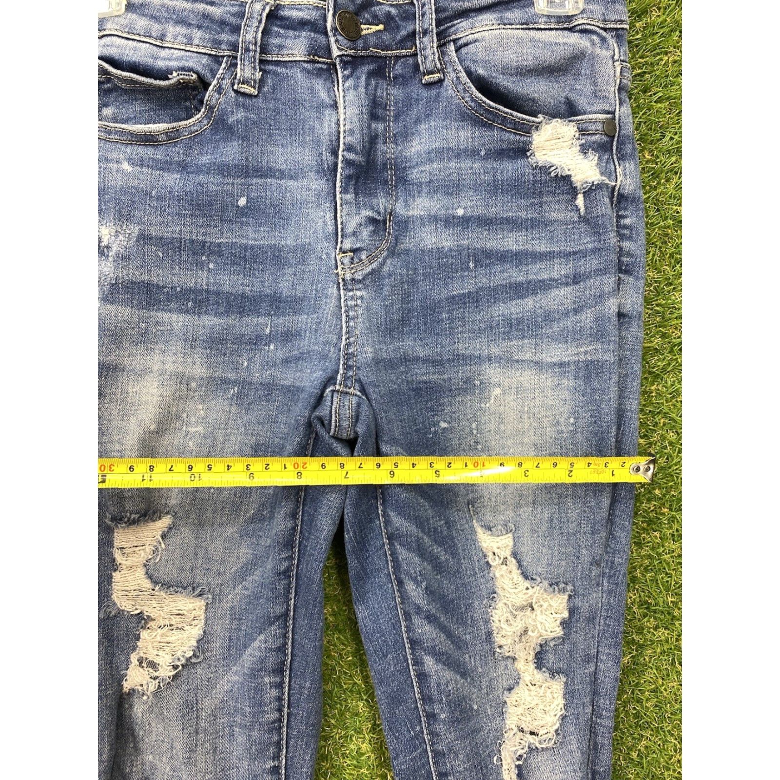 Vintage Judy Blue Jeans Womens Skinny 26x27 Mid Rise Medium Wash Distressed Stretch 26 Jeans Womens Size 26" / US 2 / IT 38 - 5 Thumbnail