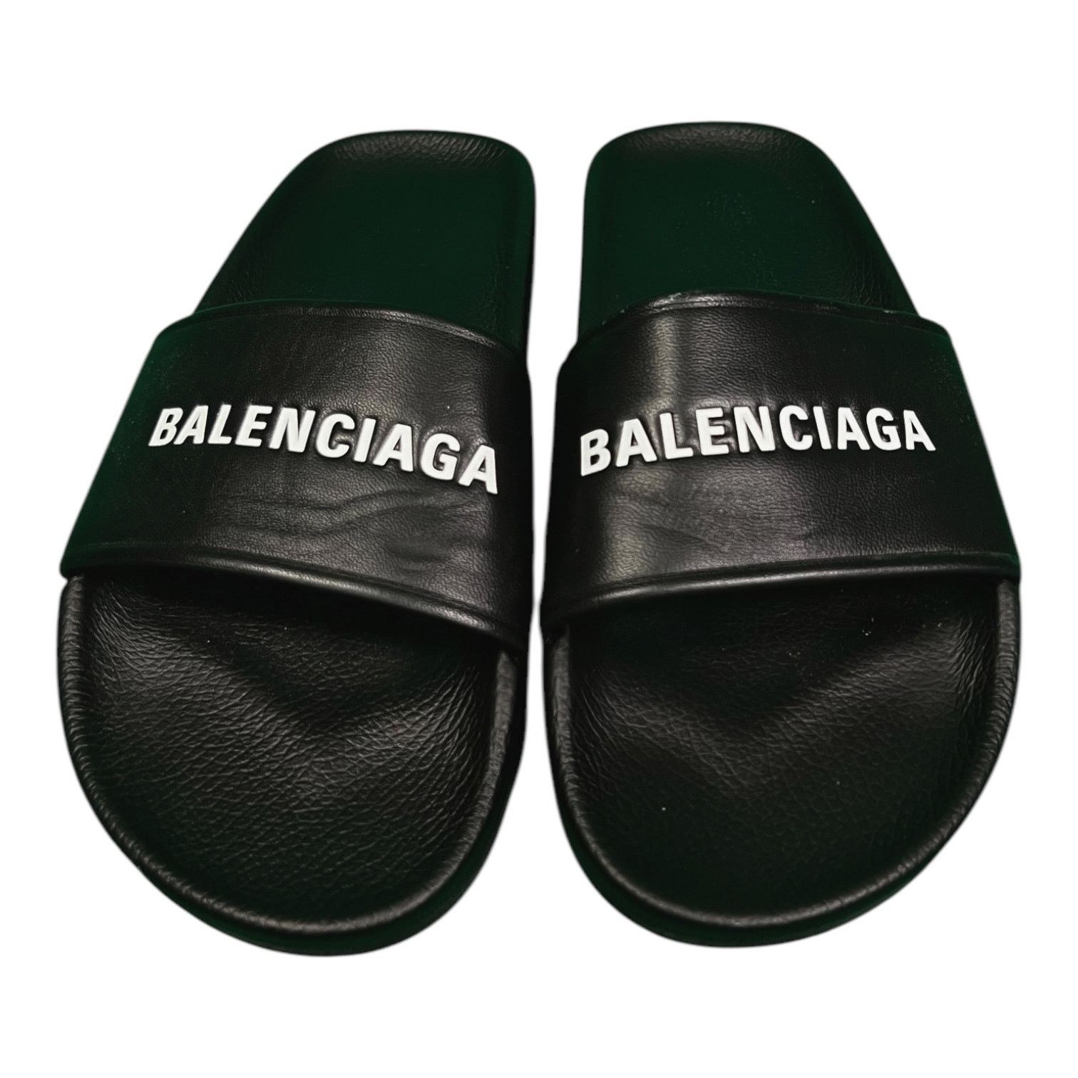 Unisex Balenciaga Classic Black Logo Slides Sandals Size 8
