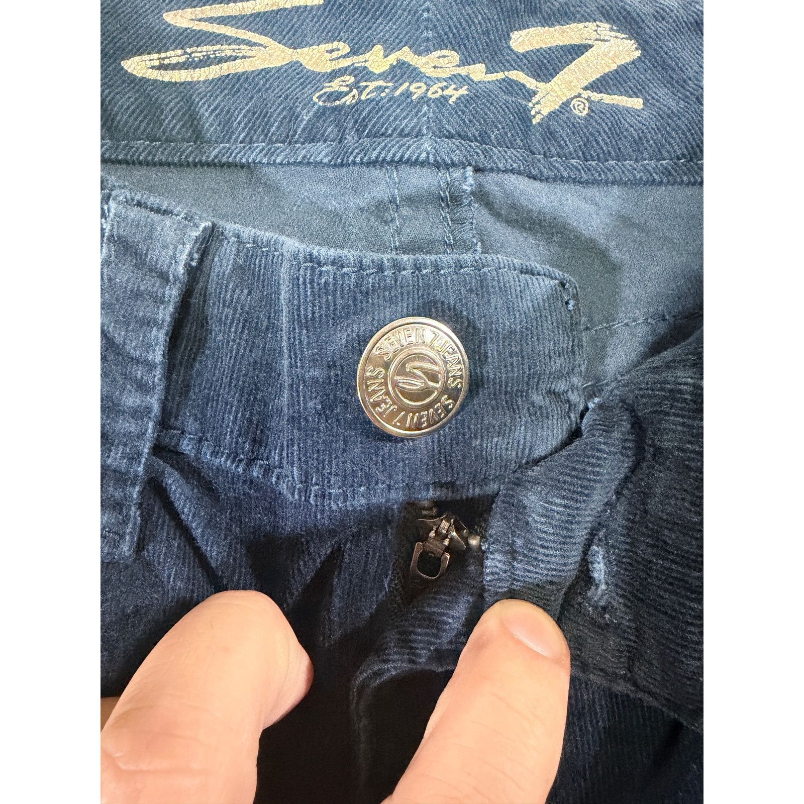 Seven 7 Seven7 Women’s Blue Corduroy Skinny Jeans Size 10 Stretch Size 32" / US 10 / IT 46 - 4 Thumbnail