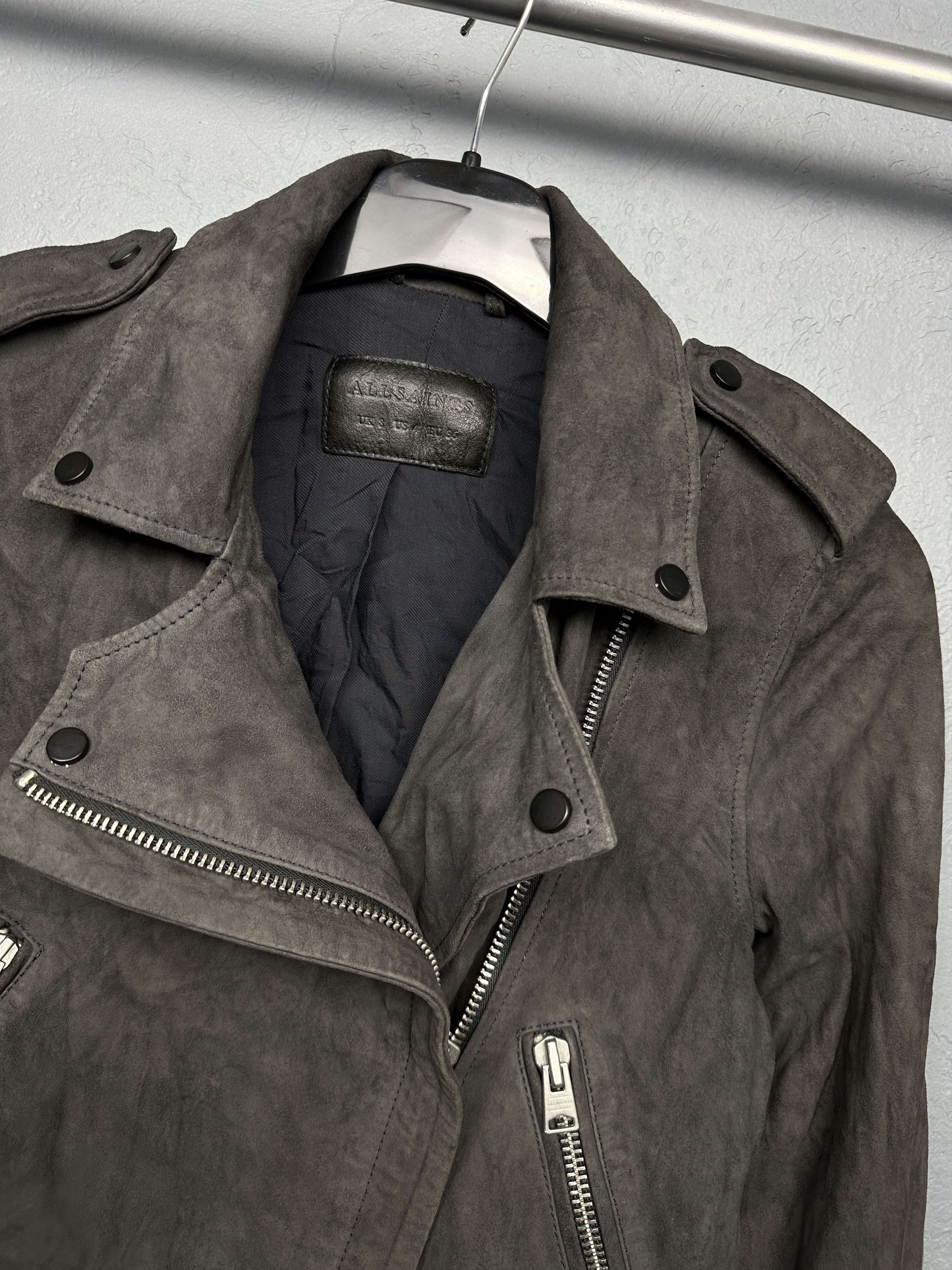 Allsaints Allsaints Womens Holme Biker Suede Leather Jacket Size S / US 4 / IT 40 - 2 Thumbnail