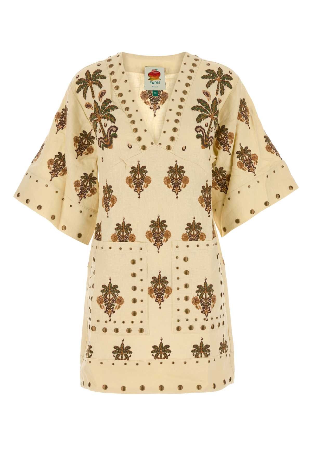 Embroidered Linen Tunic Dress