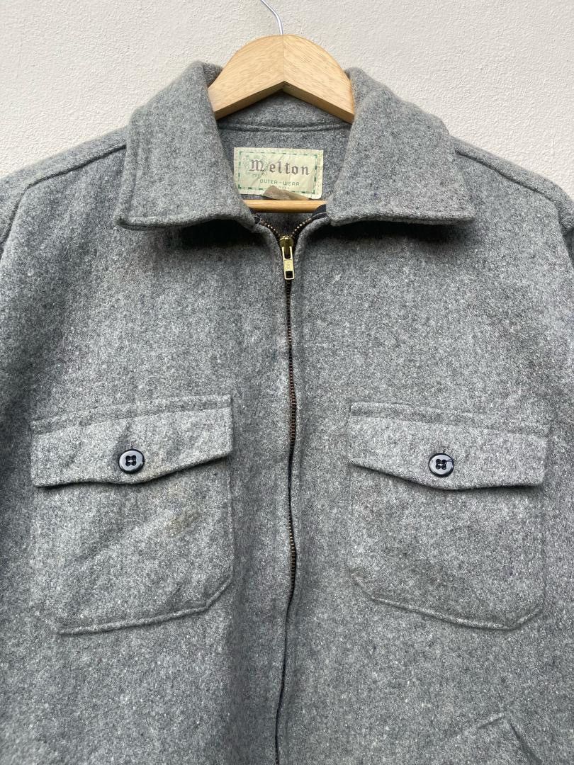 Vintage Melton Wool Zipper Jacket Size US L / EU 52-54 / 3 - 7 Thumbnail