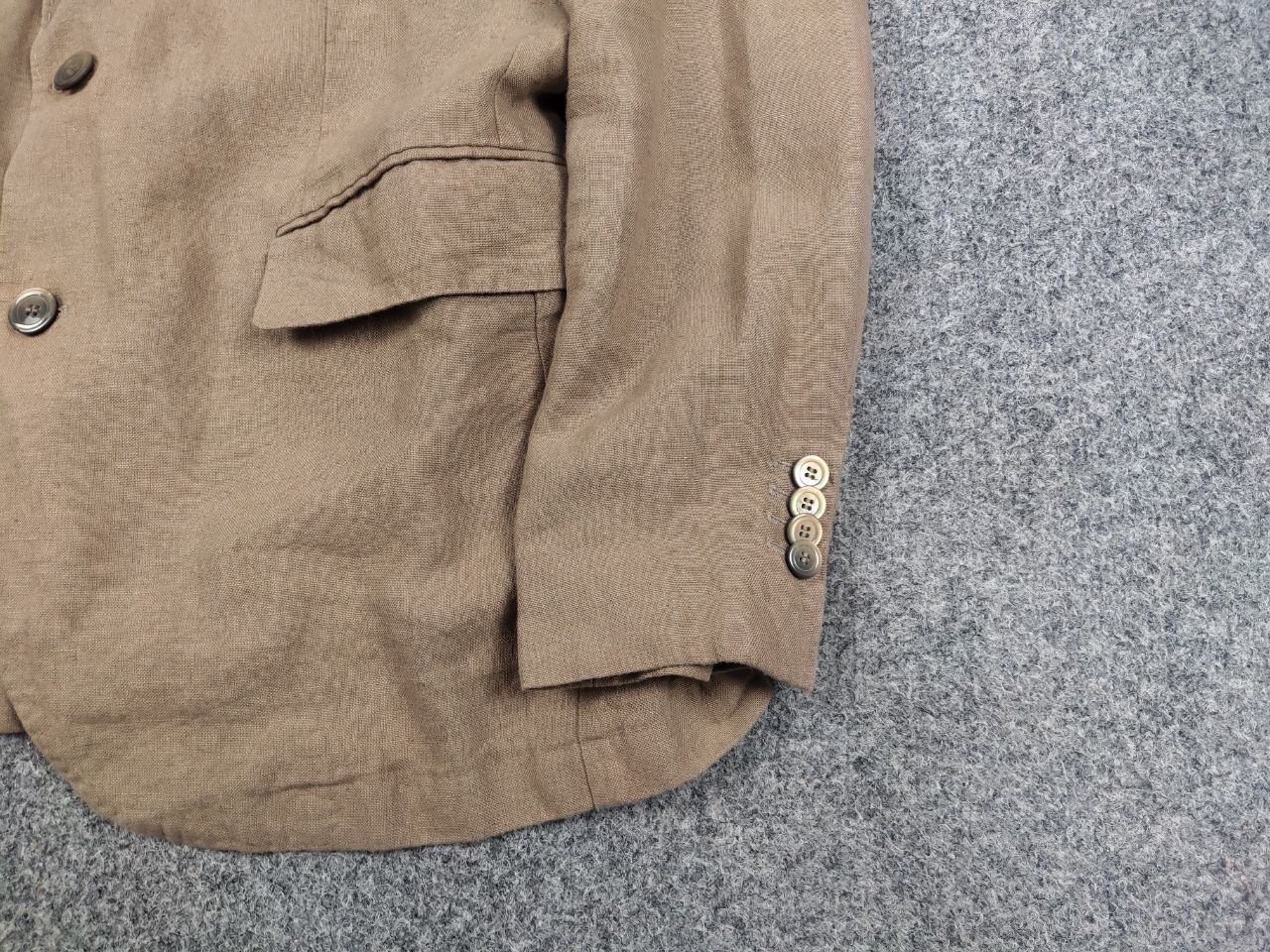 Japanese Brand Man by Carlos Castillo Design Beige Linen Mens Blazer Jacket Size US L / EU 52-54 / 3 - 5 Thumbnail