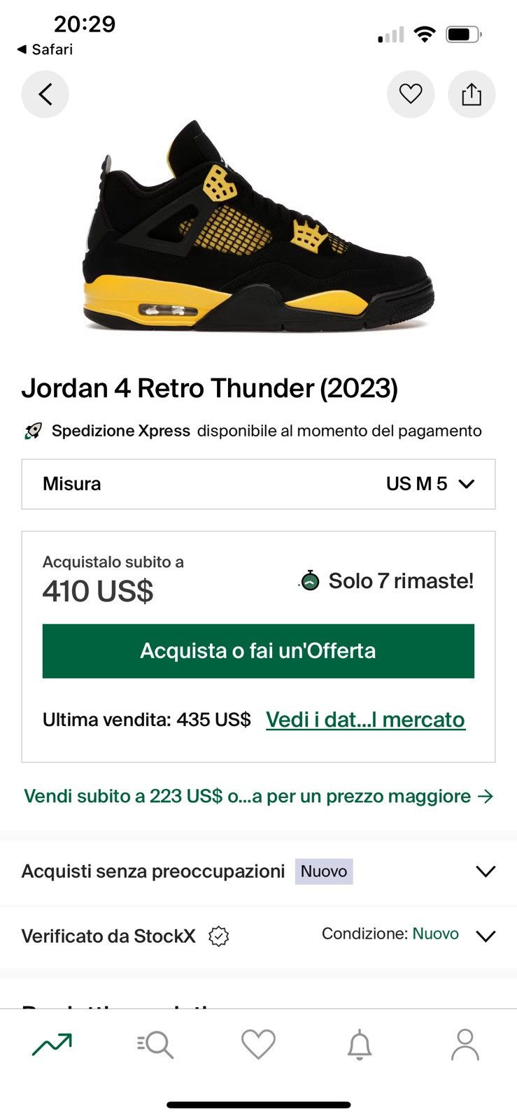 Jordan Brand Jordan 4 Retro Thunder Size US 6.5 / IT 36.5 - 7 Thumbnail