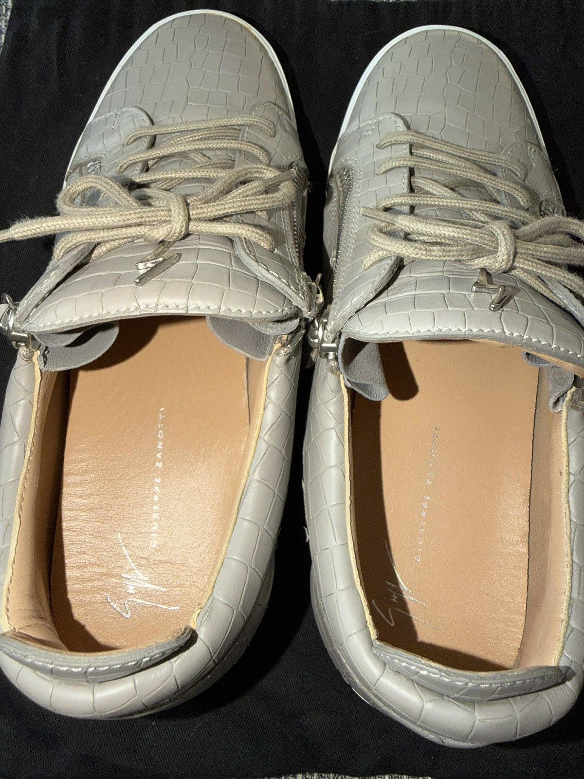 Giuseppe Zanotti Giuseppe Zanotti Low-Top Sneakers – Grey Croc Leather Size US 11 / EU 44 - 4 Thumbnail