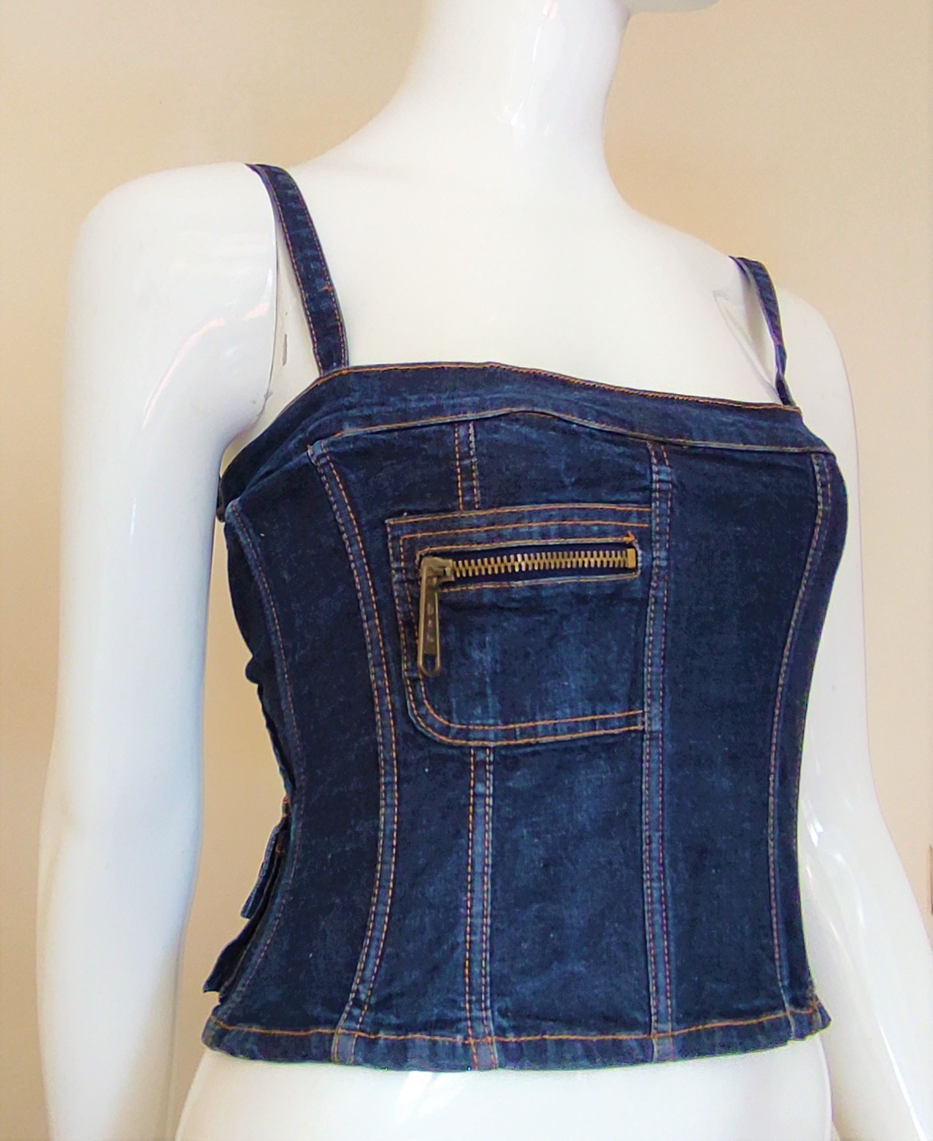 Dolce & Gabbana D&G Dolce and Gabbana Denim Bustier Cargo Top Corset Size S / US 4 / IT 40 - 2 Thumbnail