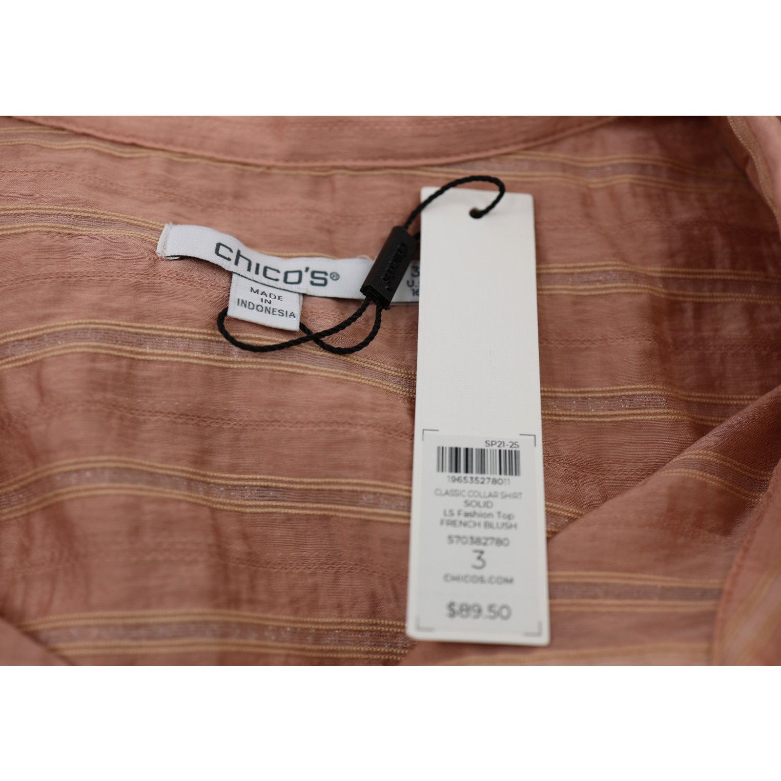 Chicos NWT CHICO'S Classic Collared Blouse French Blush Size 3 $90 Size XXL / US 16-18 / IT 52-54 - 7 Thumbnail