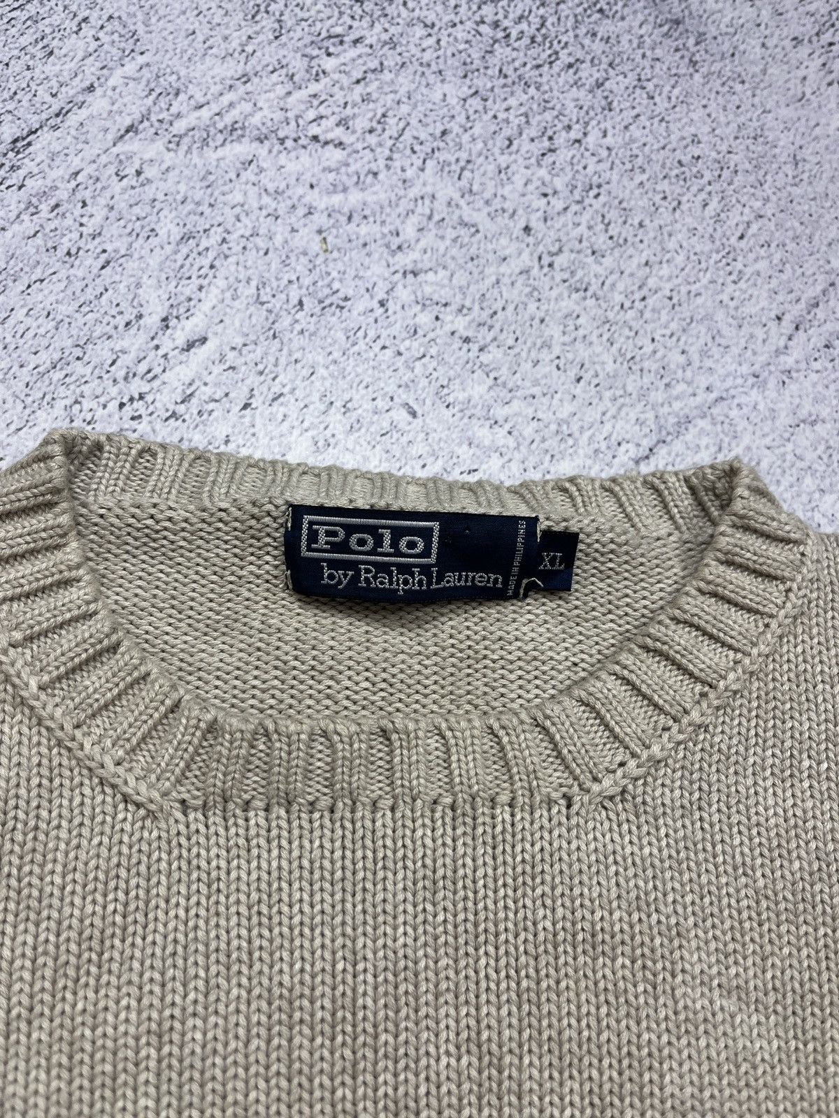 Polo Ralph Lauren × Ralph Lauren × Vintage Vintage 90’s Polo Ralph Lauren Beige Heavy Knit Sweater Hype Size US XL / EU 56 / 4 - 6 Thumbnail