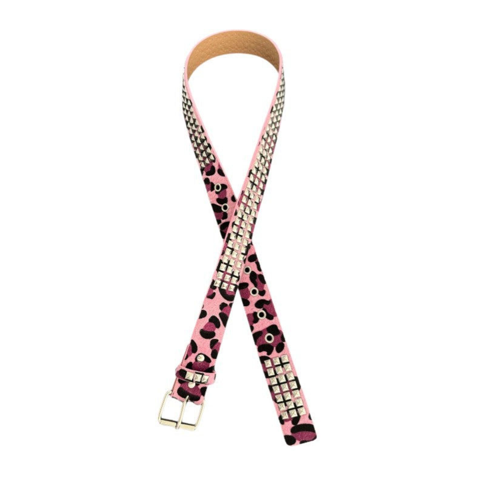 Other Pink Leopard Rhinestone Belt | Crystal Detail Punk 100cm Size ONE SIZE - 5 Thumbnail
