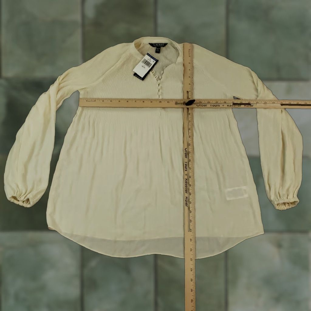 Ralph Lauren VINTAGE Lauren Ralph Lauren Shirt Womens XS Beige Long Sleeve Sheer Button-Up Casual Preppy Classic Size XS / US 0-2 / IT 36-38 - 1 Thumbnail