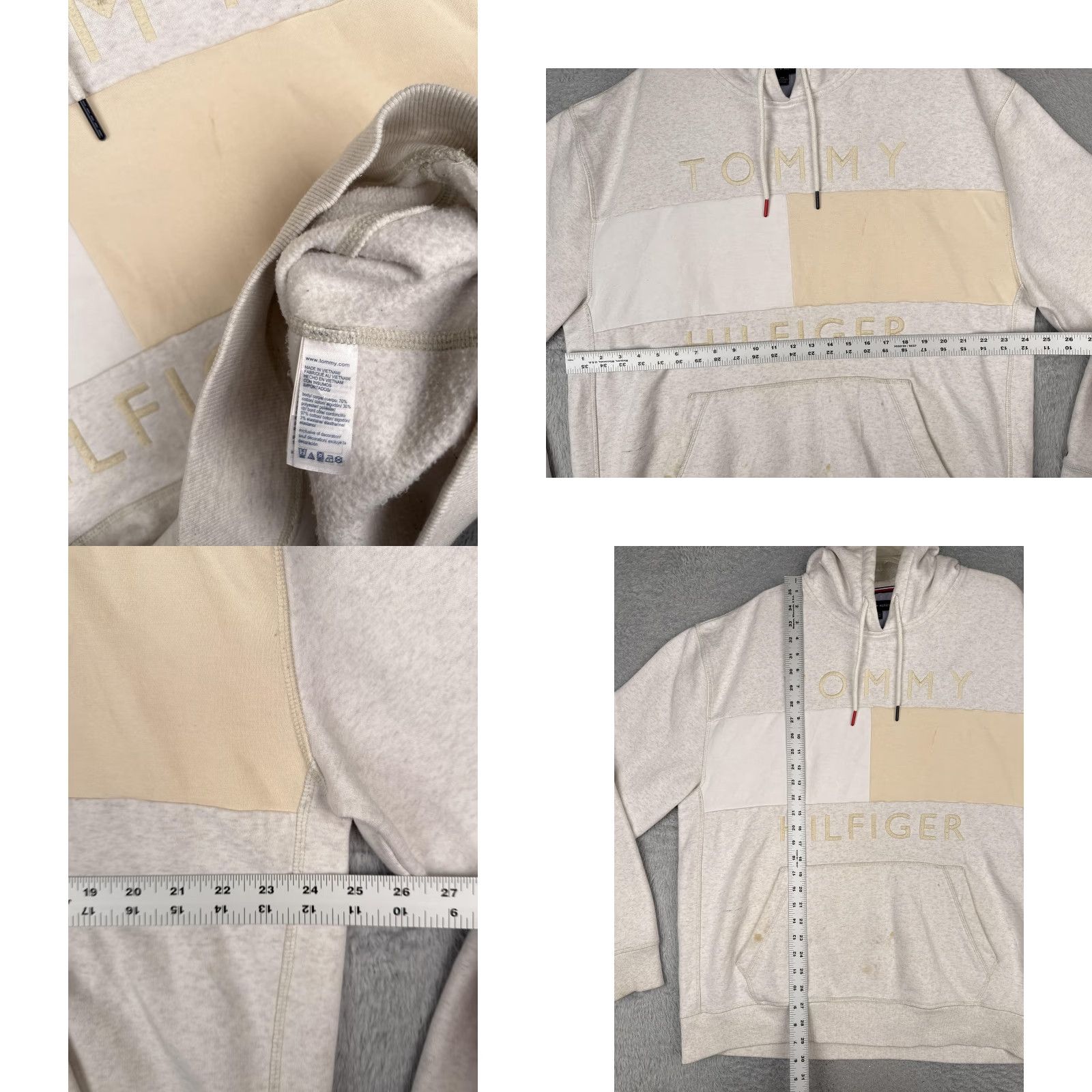 Tommy Hilfiger Tommy Hilfiger Sweater Hoodie Womens XXL Beige Colorblock Logo Jersey Pullover Size XXL / US 16-18 / IT 52-54 - 8 Thumbnail