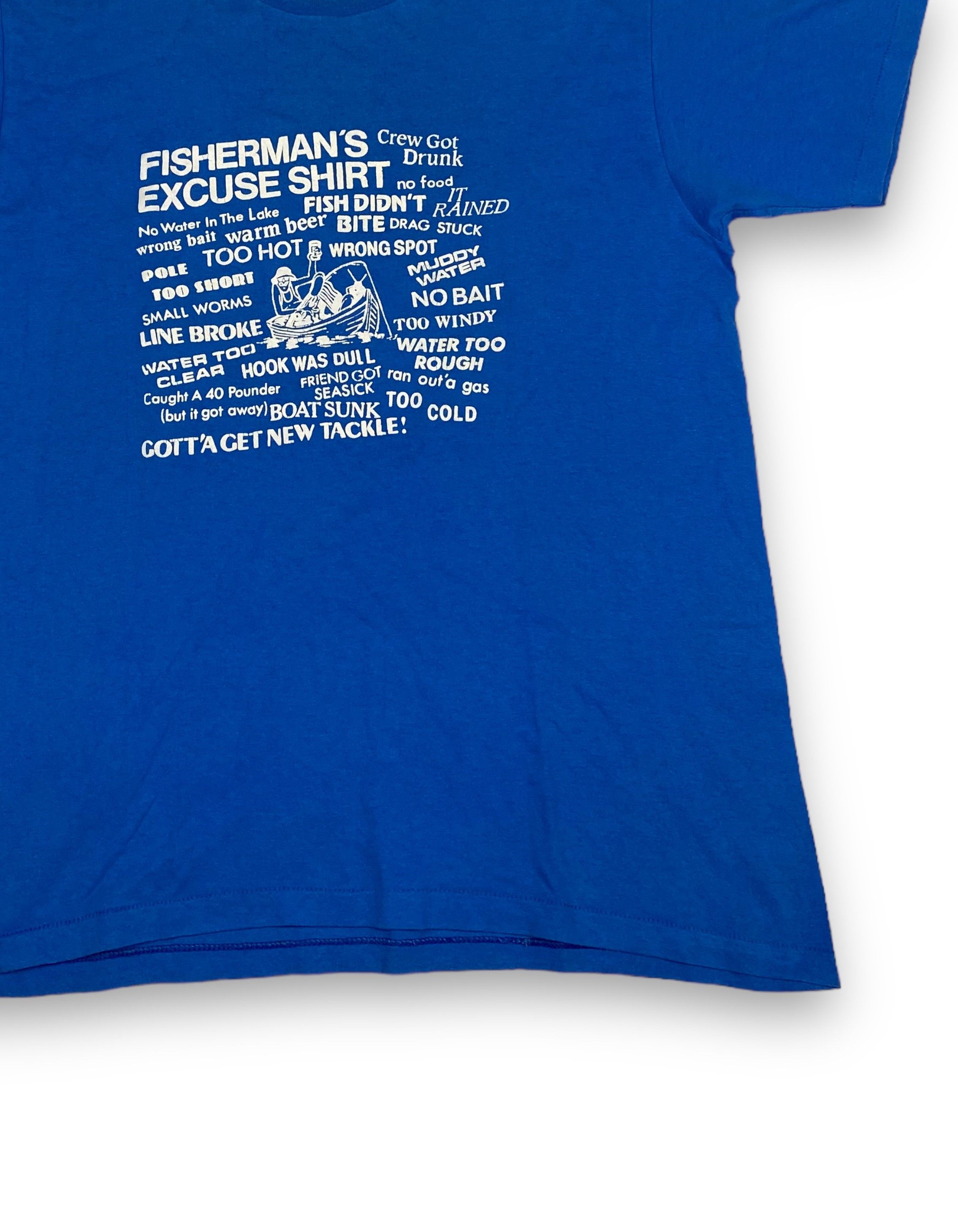 Other Vintage HANES Single Stitch Graphic Blue Print T-Shirt M619 Size US M / EU 48-50 / 2 - 2 Thumbnail