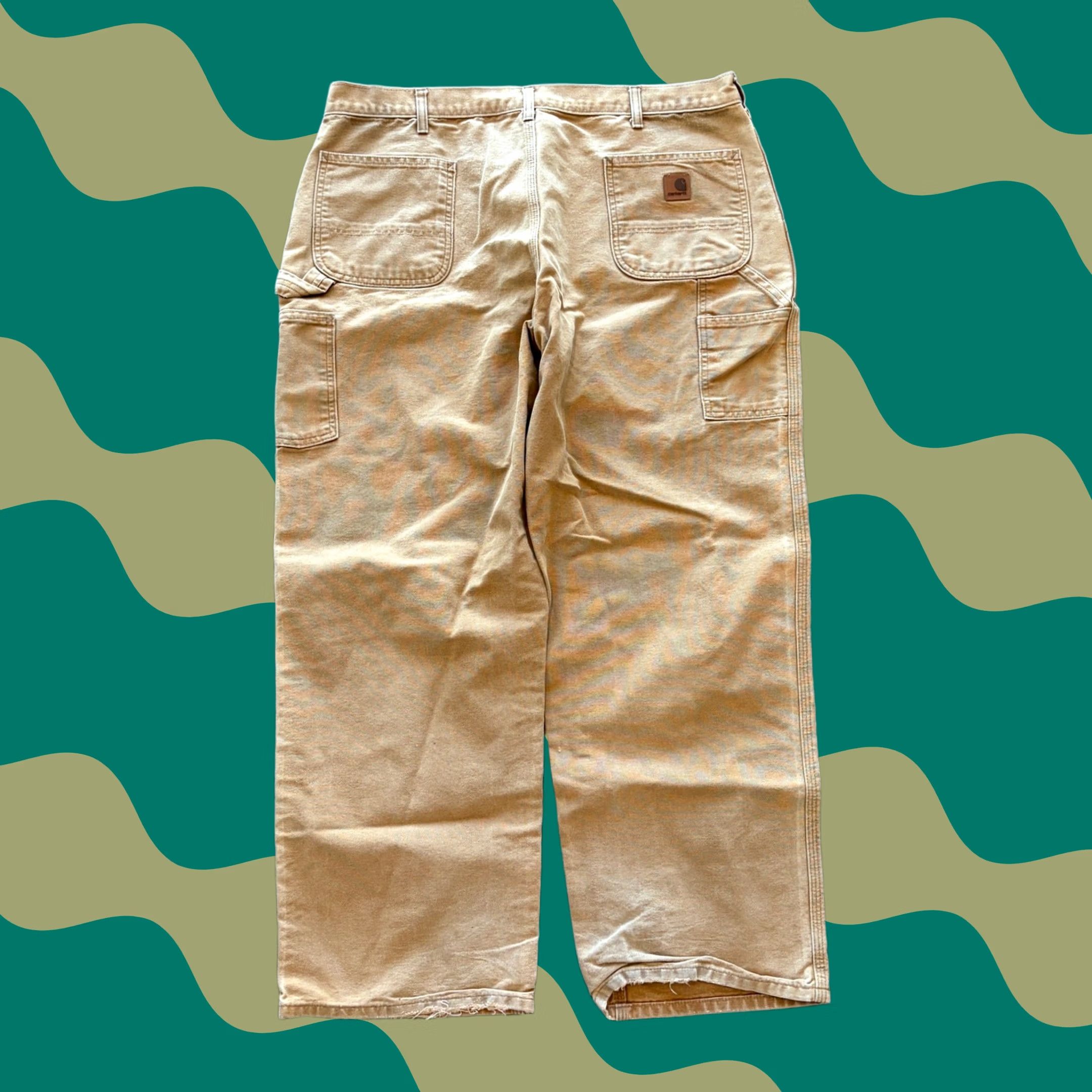 VINTAGE Carhartt Brown Workwear Carpenter Pants Mens 40x30 Regular Inseam 30 Khaki