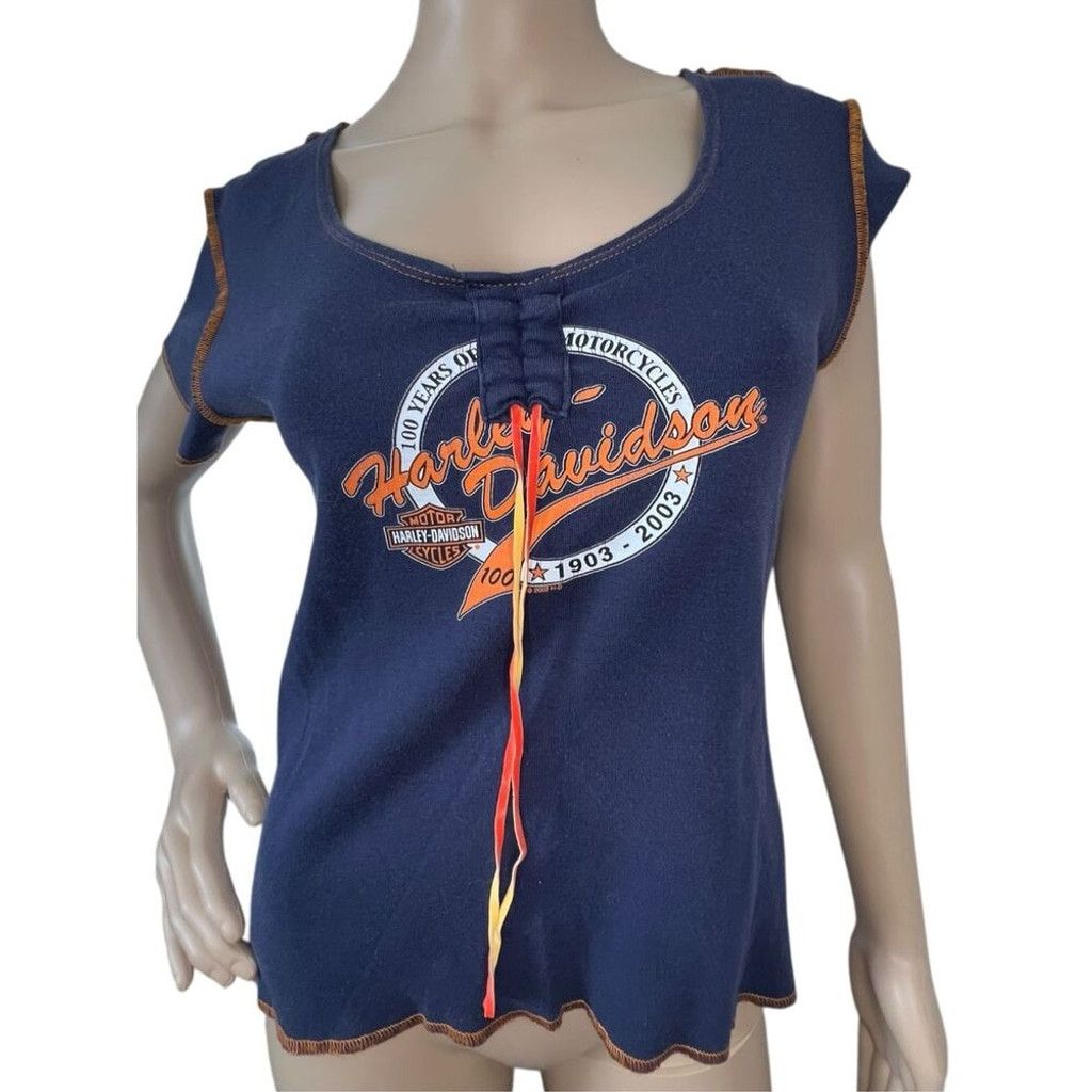 Harley Davidson Harley Davidson Short Sleeve T-Shirt With Leather Strands Size L / US 10 / IT 46 - 1 Thumbnail