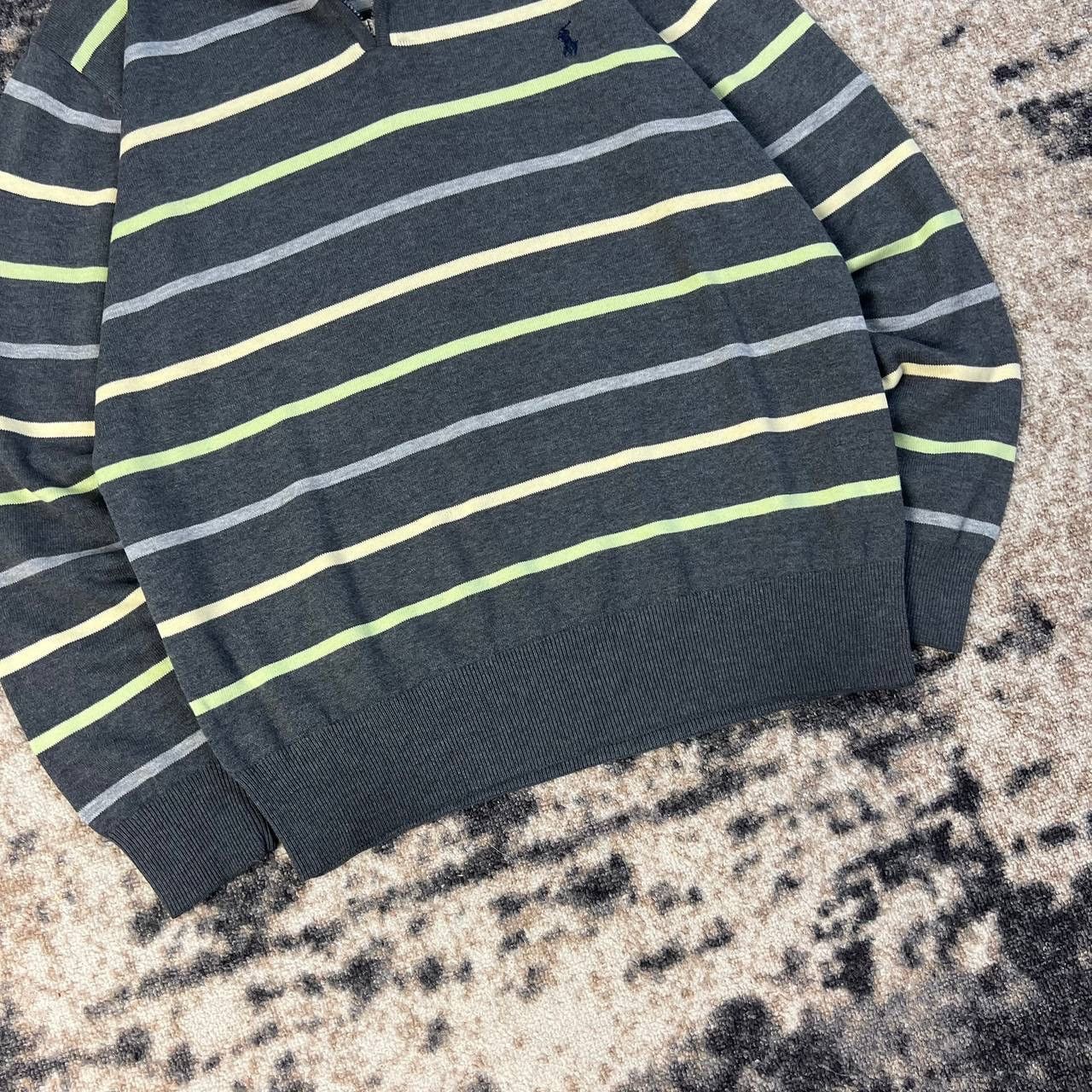 Polo Ralph Lauren Luxury Vintage Striped Quarter Zip Sweater