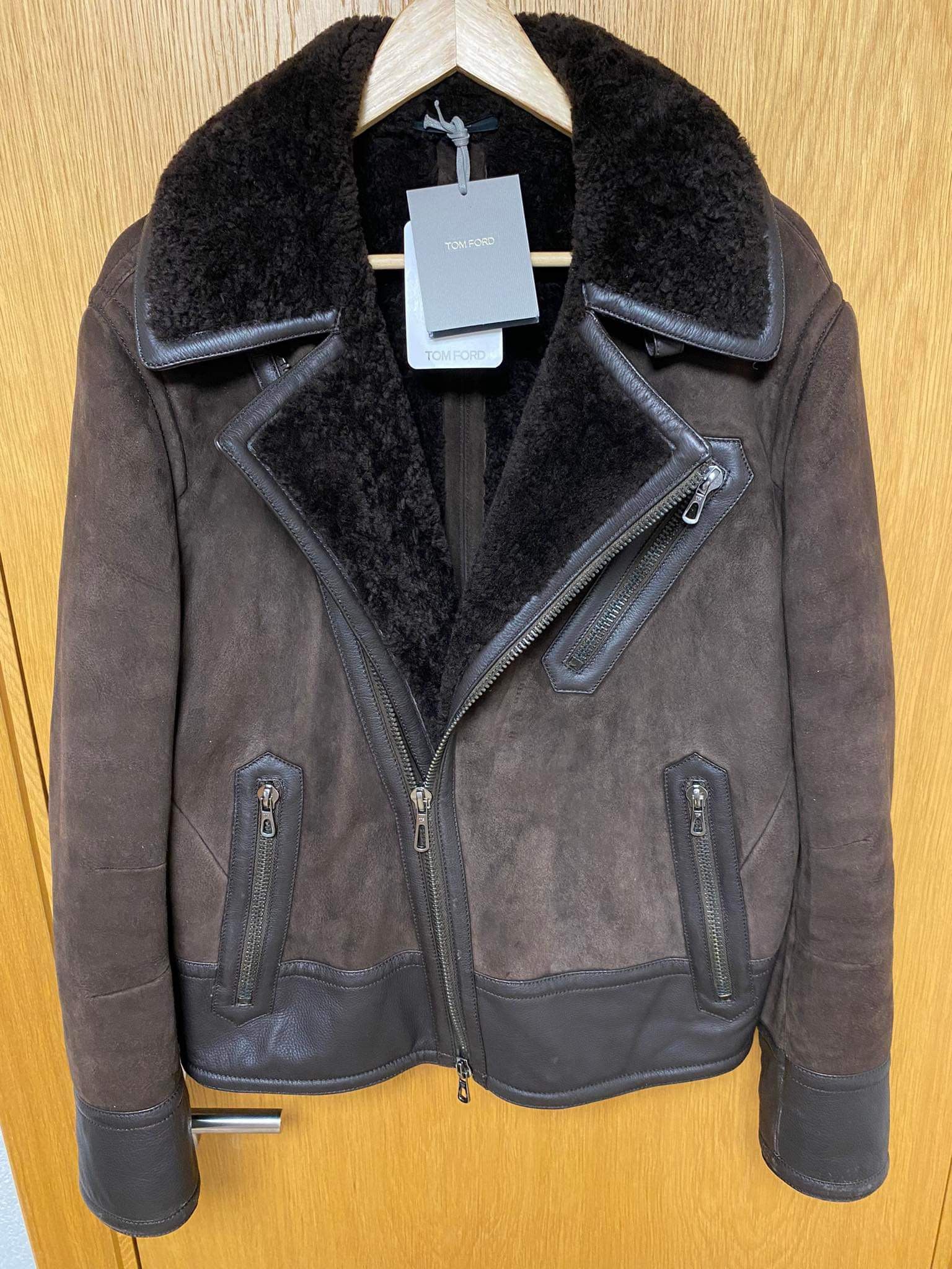 Tom Ford GQ Approved - Shearling Biker Aviation Leather Bomber Jacket Size US L / EU 52-54 / 3 - 3 Thumbnail