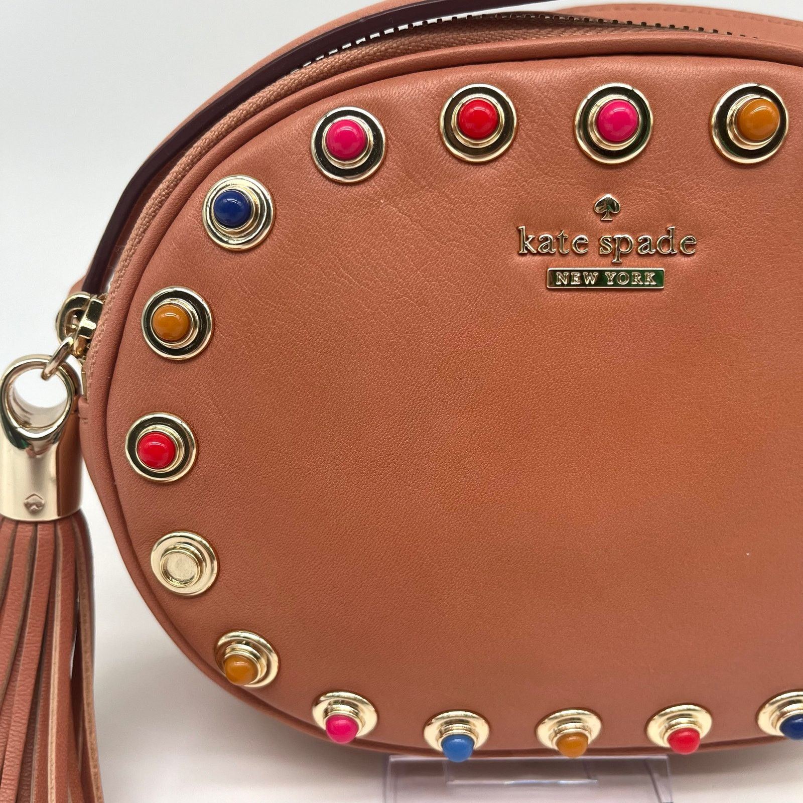 Kate Spade KATE SPADE NWT Leather Devoe Street Tinley, Brown w/ Studs Size ONE SIZE - 3 Thumbnail
