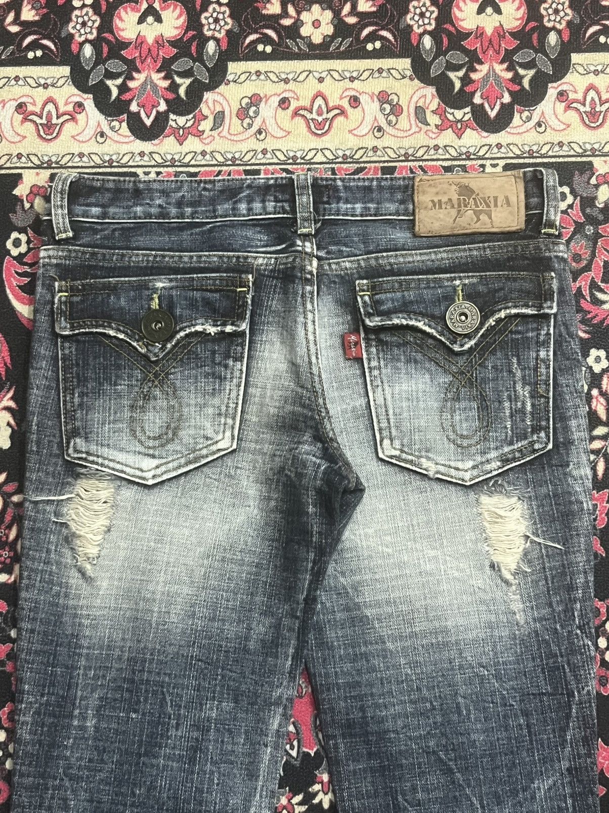 If Six Was Nine Vintage Y2K Japan Maraxia Heavily Destroyed Flare Jeans Size 26" / US 2 / IT 38 - 7 Thumbnail