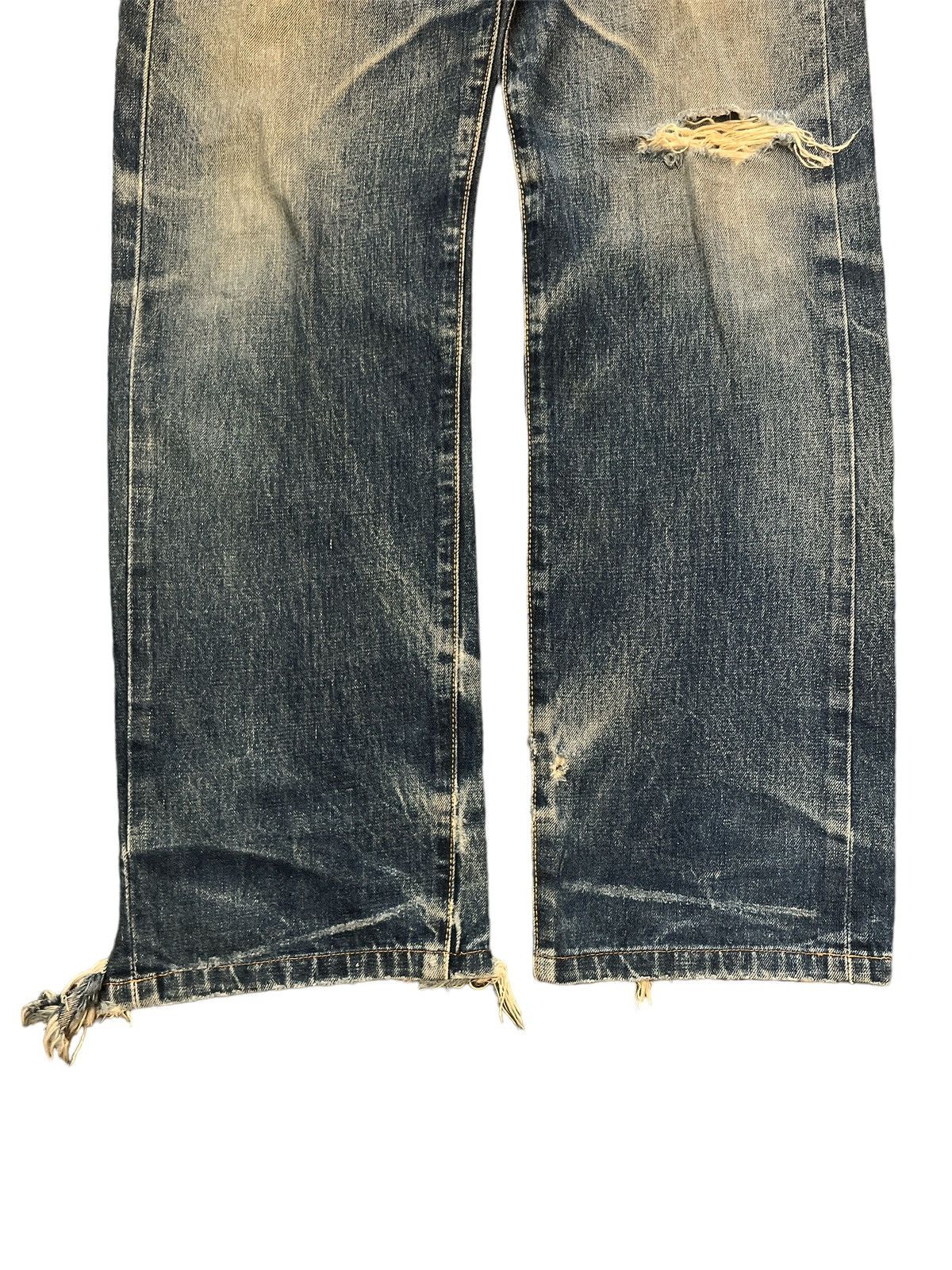 Designer × Japanese Brand × Vintage THRASHED💥EDWIN 505x DISTRESSED DENIM PANT Size US 29 - 3 Thumbnail
